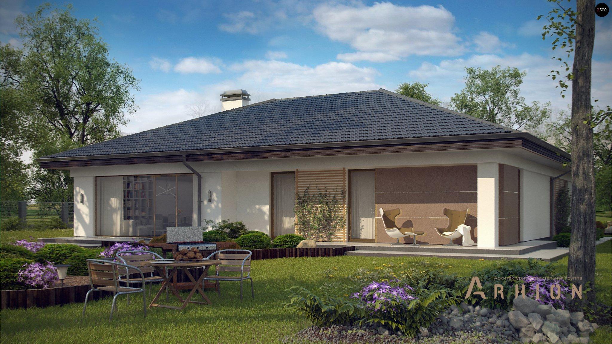 3. Проект одноэтажного дома в современном стиле с четырехскатной, Z268, площадью - 185 кв c терассой, гаражом