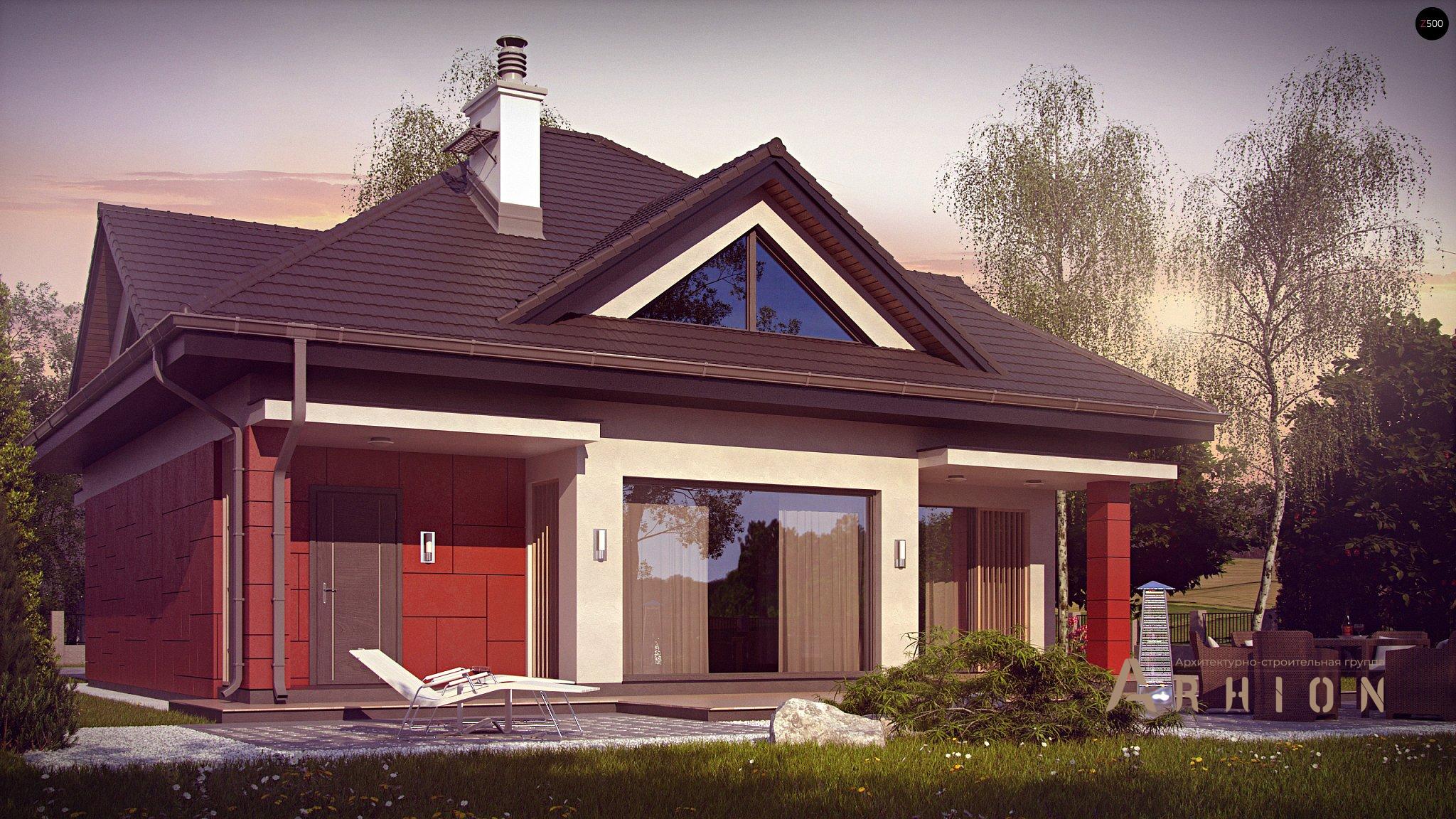 3. Проект одноэтажного дома в европейском стиле с четырехскатной, Z278, площадью - 199 кв c мансардой, терассой, гаражом, эркером