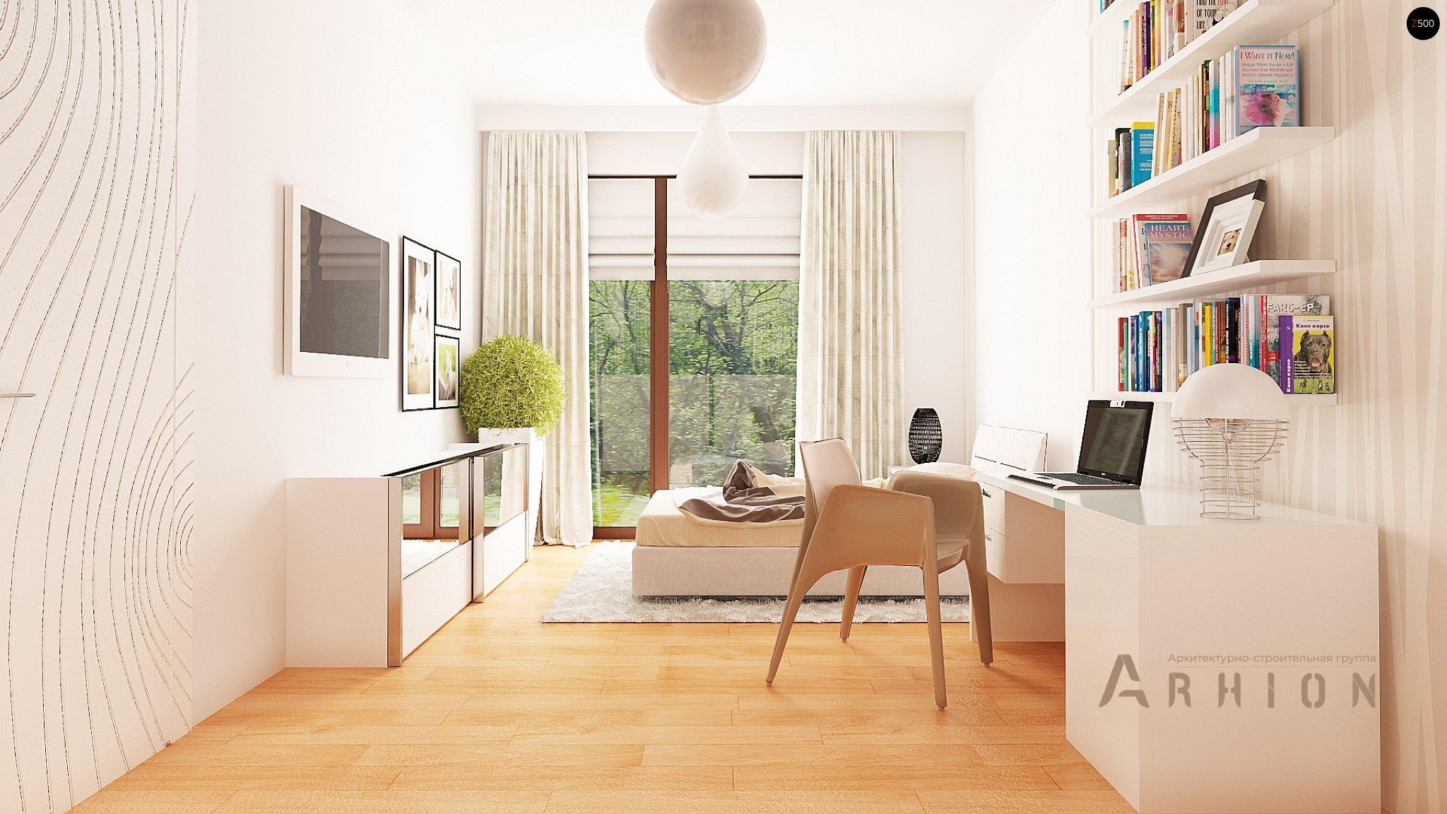 9. Проект одноэтажного дома в современном стиле с четырехскатной, Z281, площадью - 189 кв c терассой, гаражом, эркером