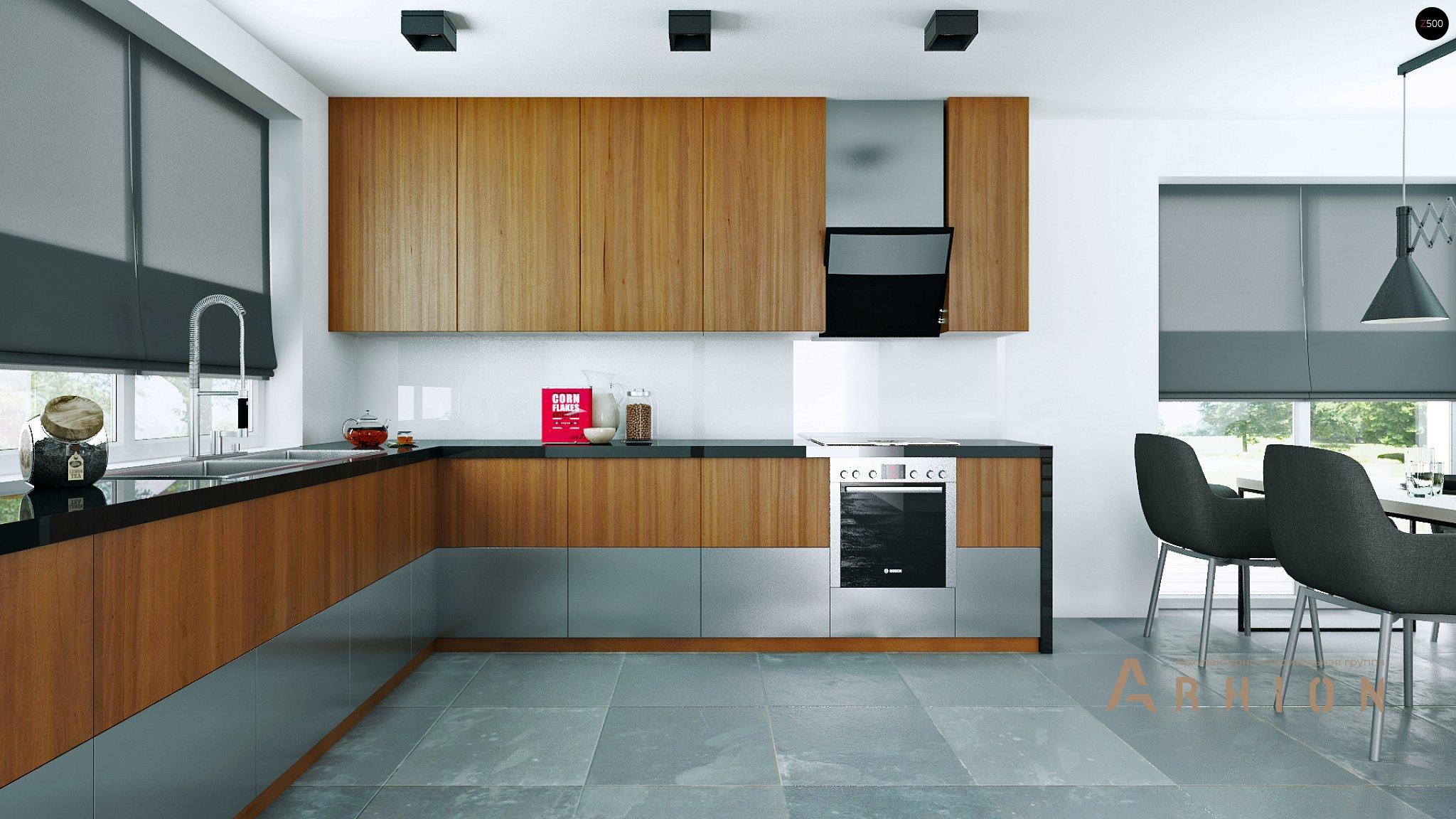 5. Проект одноэтажного дома в современном стиле с многоскатной кровлей, Z283, площадью - 201 кв c мансардой, терассой, балконом, гаражом