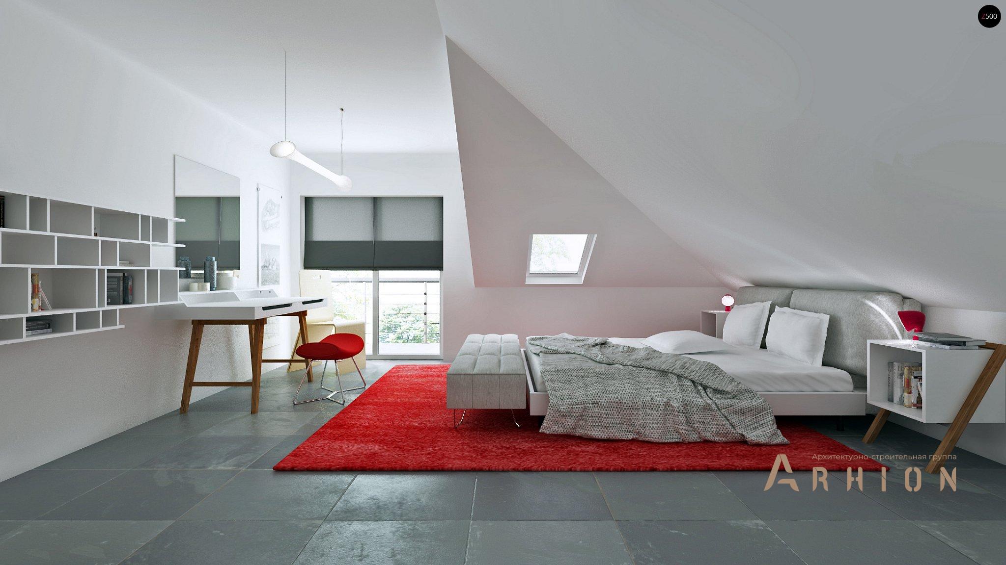 6. Проект одноэтажного дома в современном стиле с многоскатной кровлей, Z283, площадью - 201 кв c мансардой, терассой, балконом, гаражом