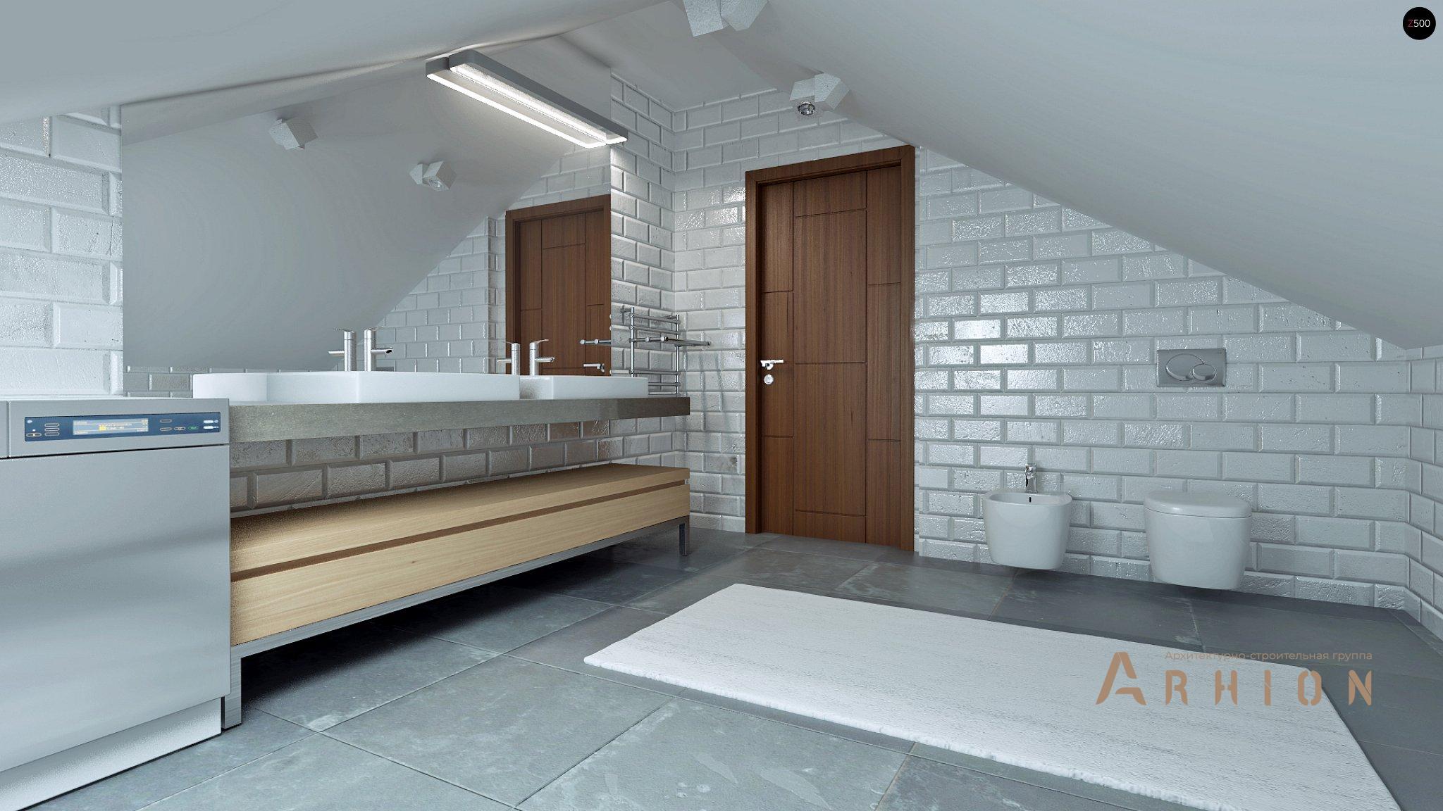 9. Проект одноэтажного дома в современном стиле с многоскатной кровлей, Z283, площадью - 201 кв c мансардой, терассой, балконом, гаражом