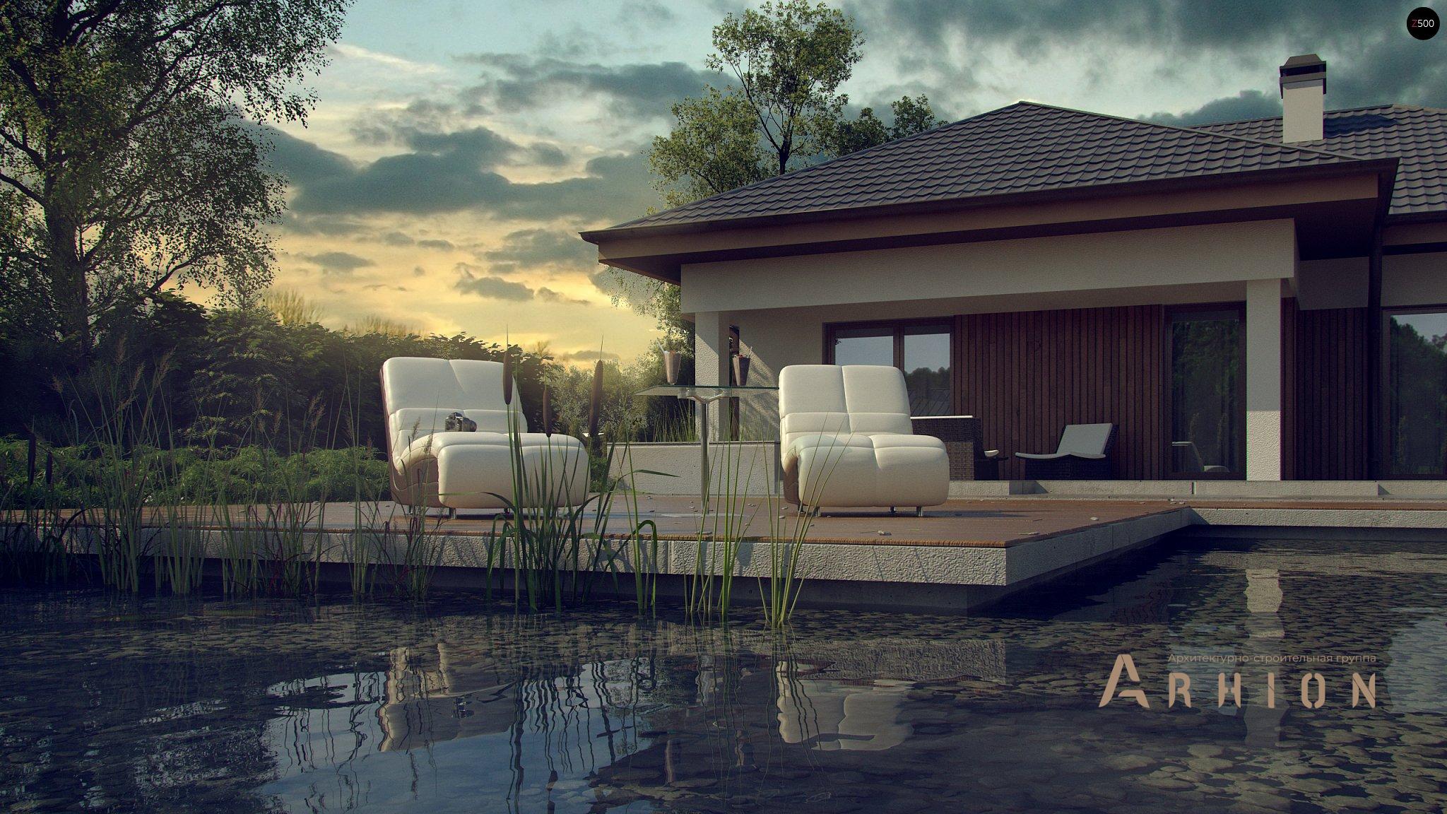 3. Проект одноэтажного дома в современном стиле с четырехскатной, Z289, площадью - 150 кв c терассой, гаражом, эркером