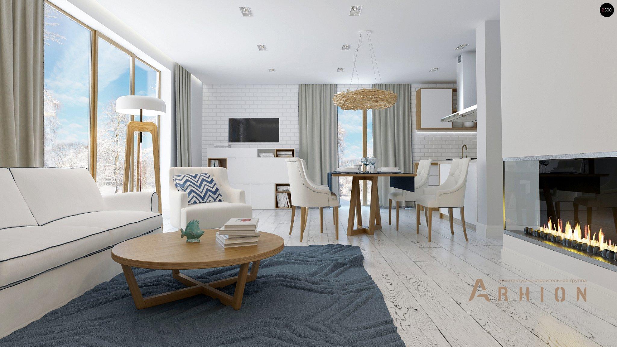 3. Проект одноэтажного дома в современном стиле с двускатной кровлей, Z292, площадью - 167 кв c мансардой, терассой, балконом, гаражом