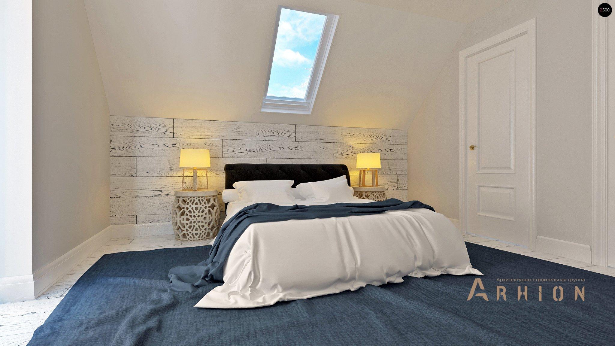 7. Проект одноэтажного дома в современном стиле с двускатной кровлей, Z292, площадью - 167 кв c мансардой, терассой, балконом, гаражом