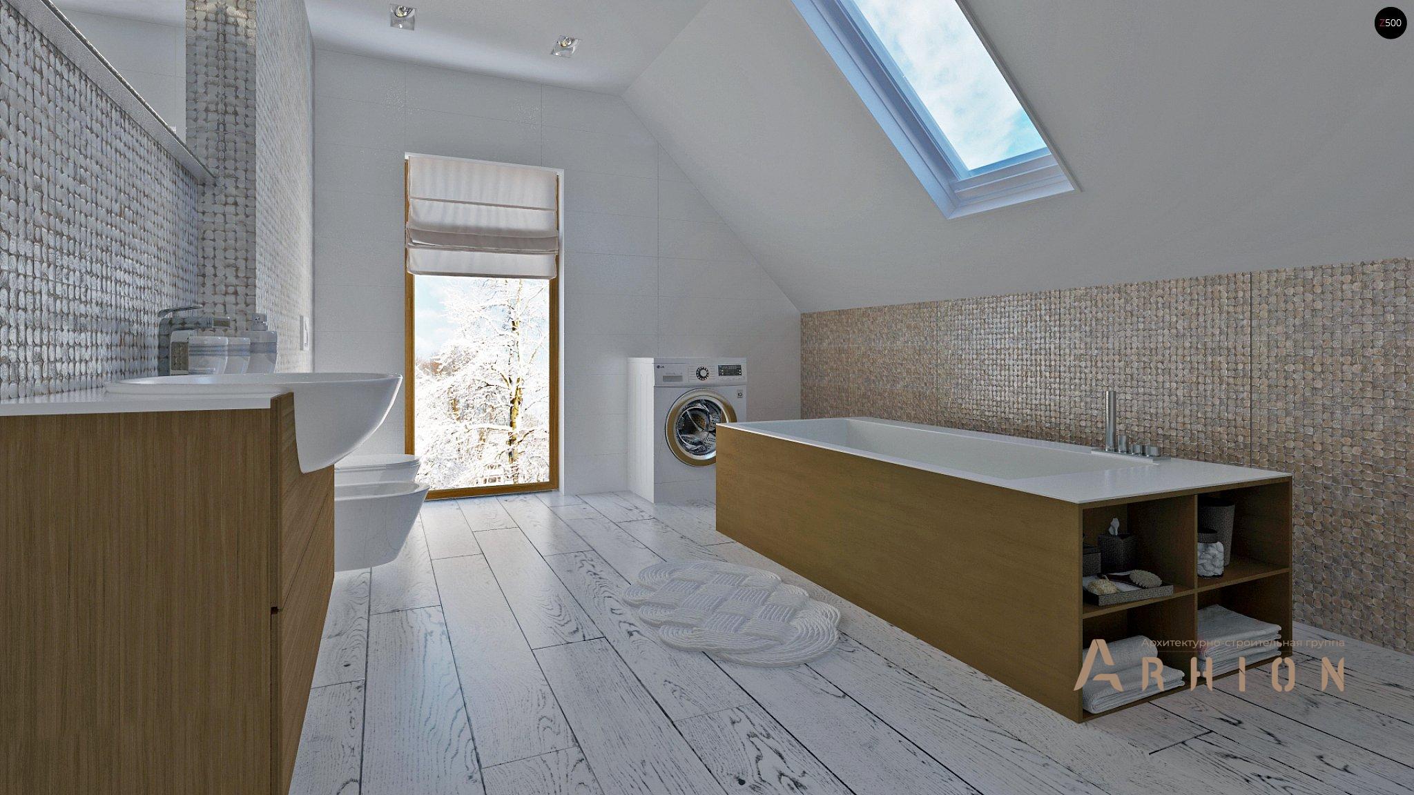 9. Проект одноэтажного дома в современном стиле с двускатной кровлей, Z292, площадью - 167 кв c мансардой, терассой, балконом, гаражом