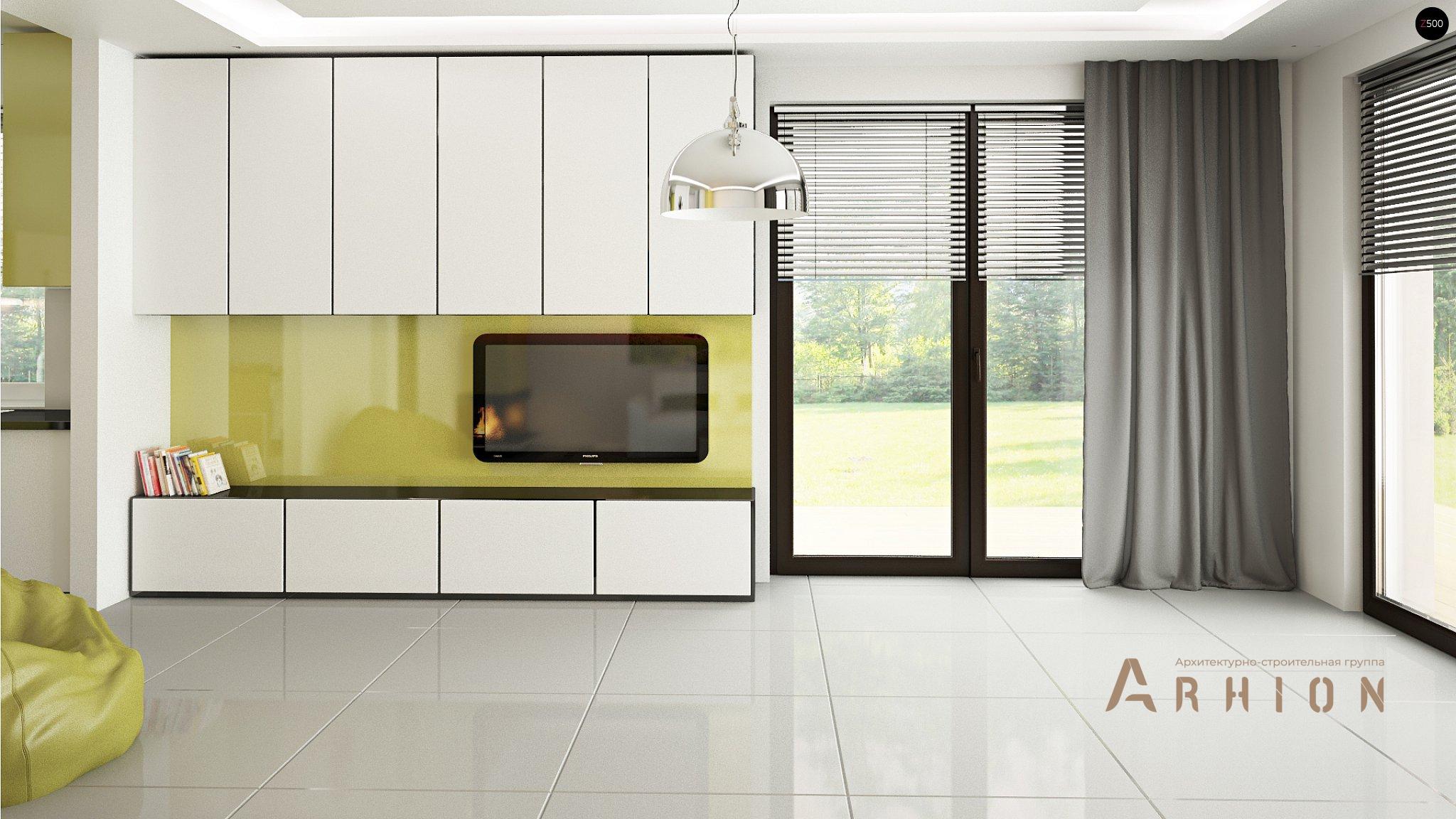 3. Проект одноэтажного дома в современном стиле с двускатной кровлей, Z293, площадью - 114 кв c мансардой, терассой, балконом, гаражом