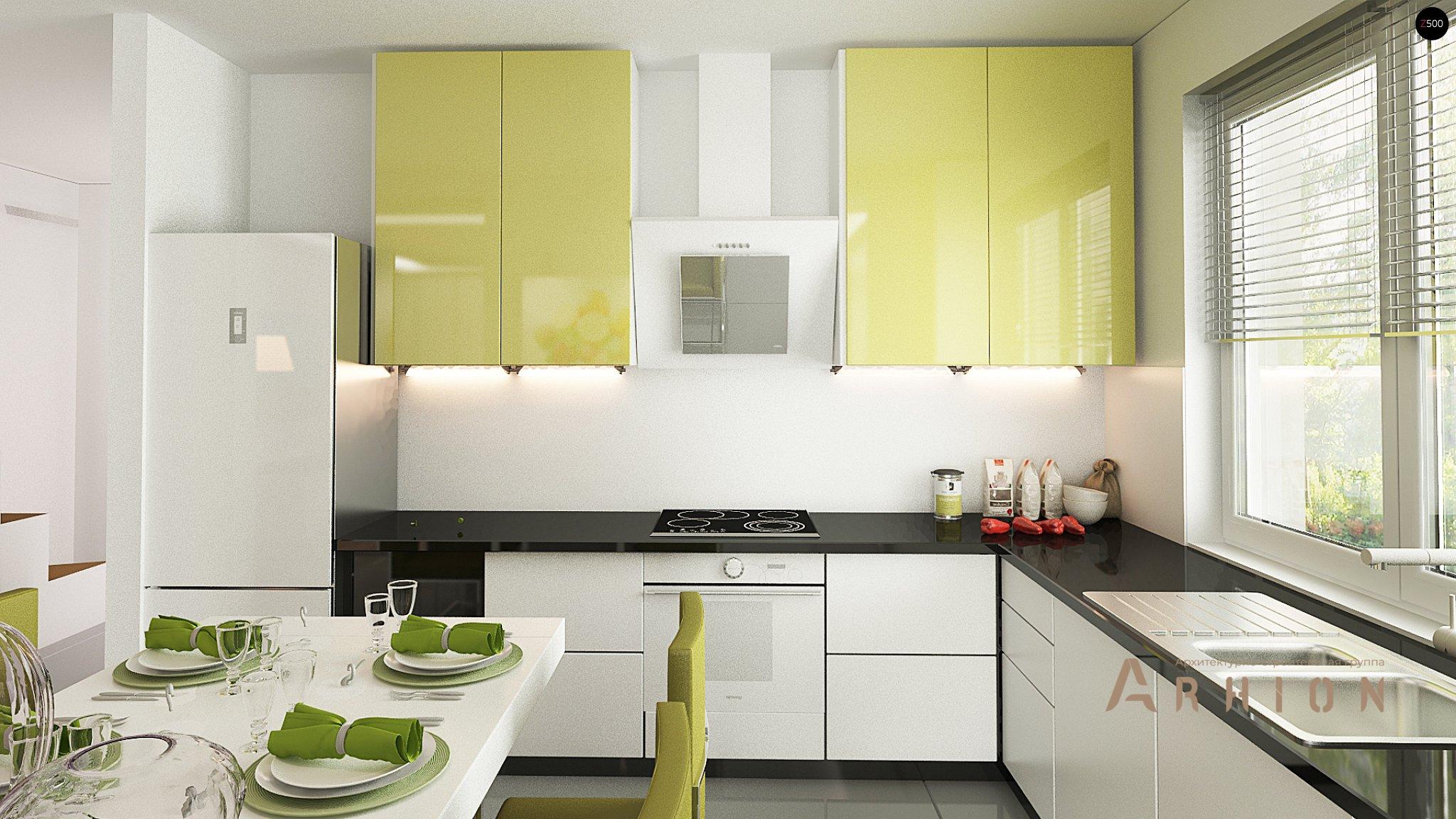 6. Проект одноэтажного дома в современном стиле с двускатной кровлей, Z293, площадью - 114 кв c мансардой, терассой, балконом, гаражом