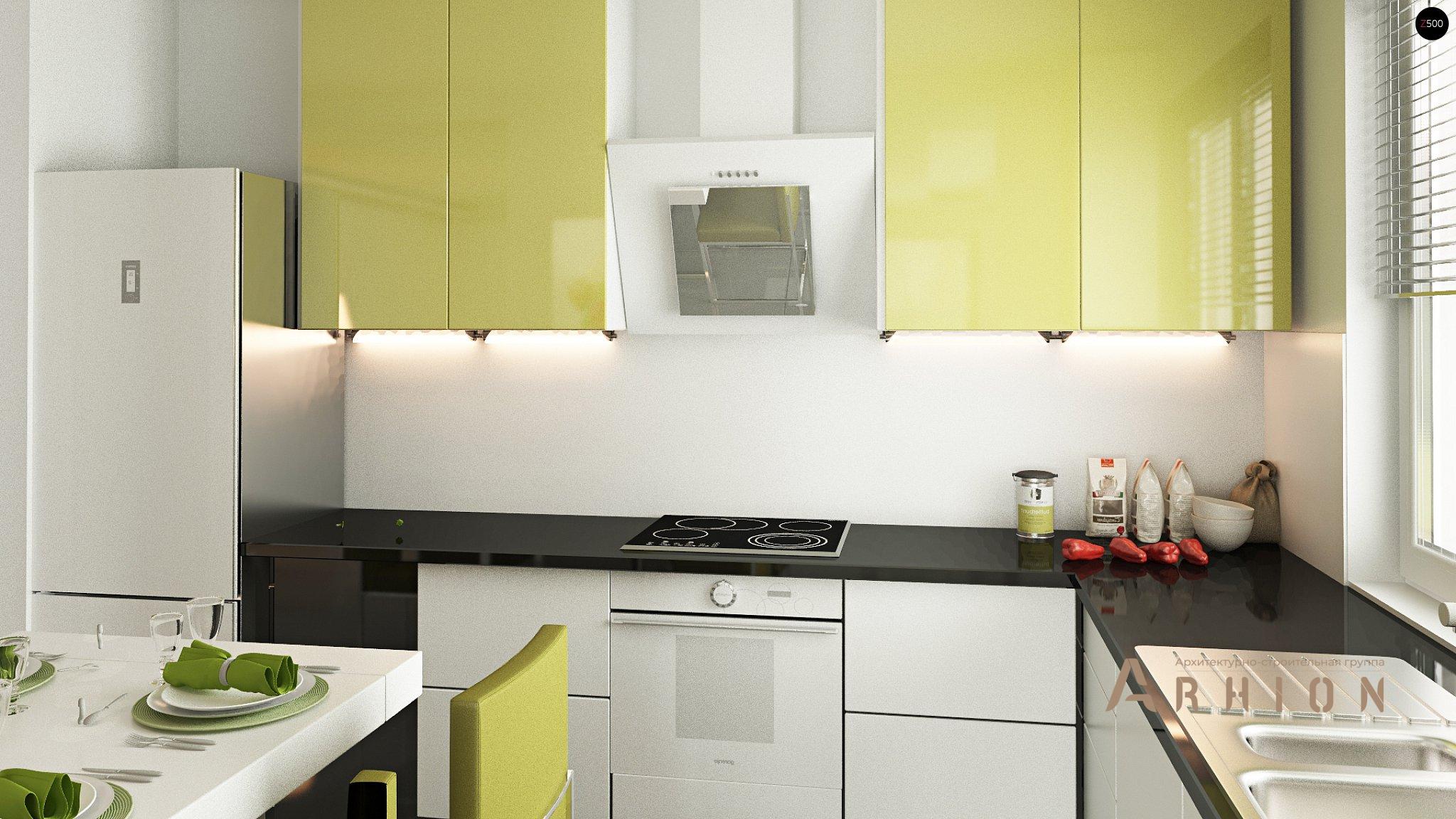 7. Проект одноэтажного дома в современном стиле с двускатной кровлей, Z293, площадью - 114 кв c мансардой, терассой, балконом, гаражом