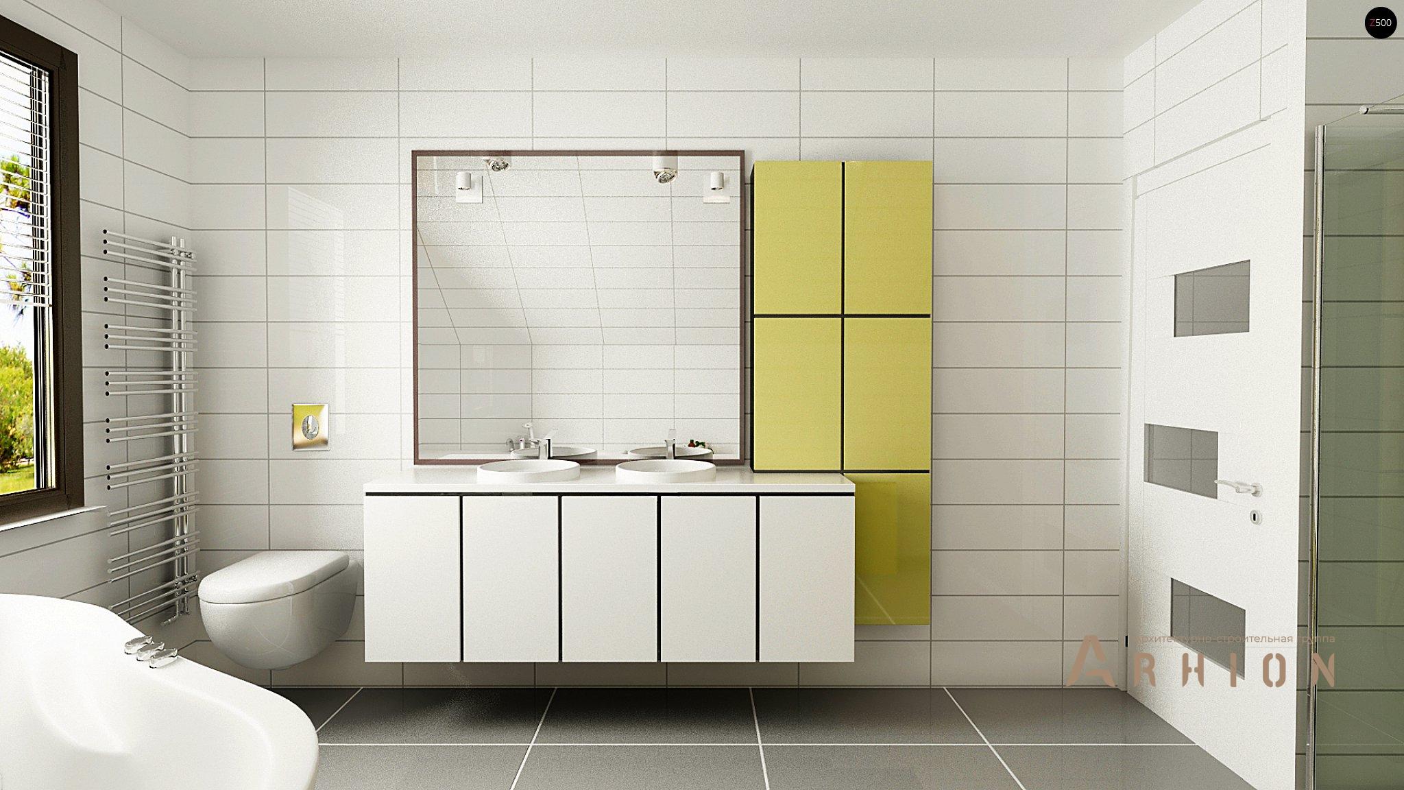 11. Проект одноэтажного дома в современном стиле с двускатной кровлей, Z293, площадью - 114 кв c мансардой, терассой, балконом, гаражом