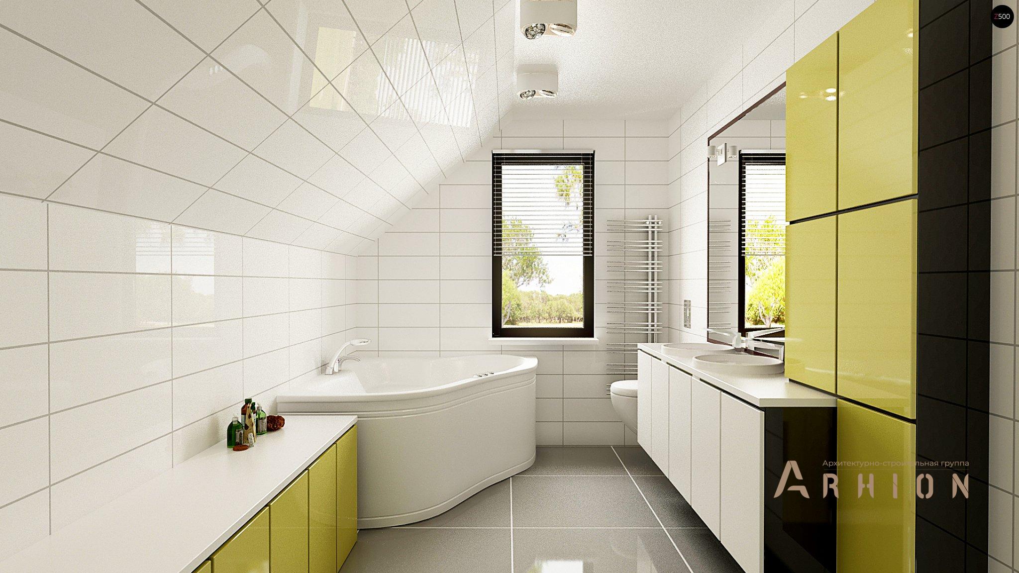 12. Проект одноэтажного дома в современном стиле с двускатной кровлей, Z293, площадью - 114 кв c мансардой, терассой, балконом, гаражом