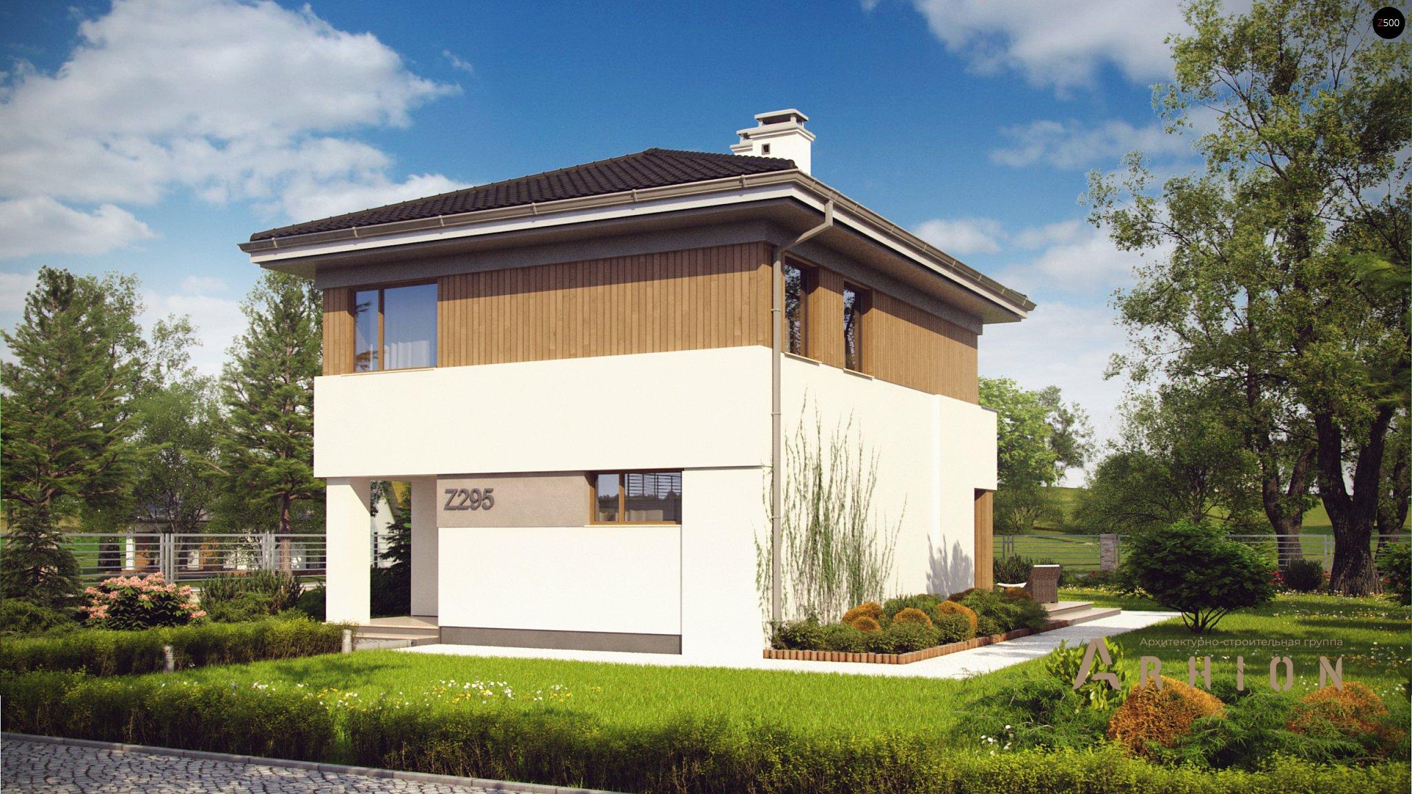 12. Проект двухэтажного дома в современном стиле с четырехскатной, Z295, площадью - 115 кв c терассой, балконом