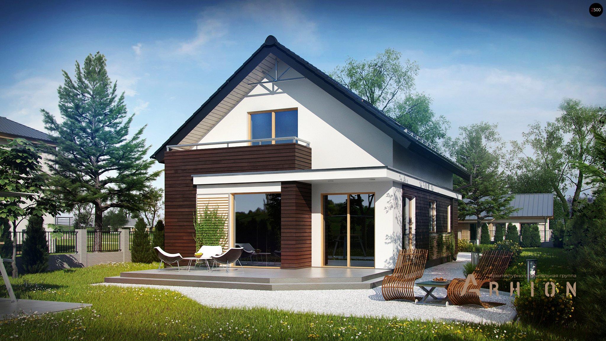 4. Проект одноэтажного дома в современном стиле с двускатной кровлей, Z296, площадью - 124 кв c мансардой