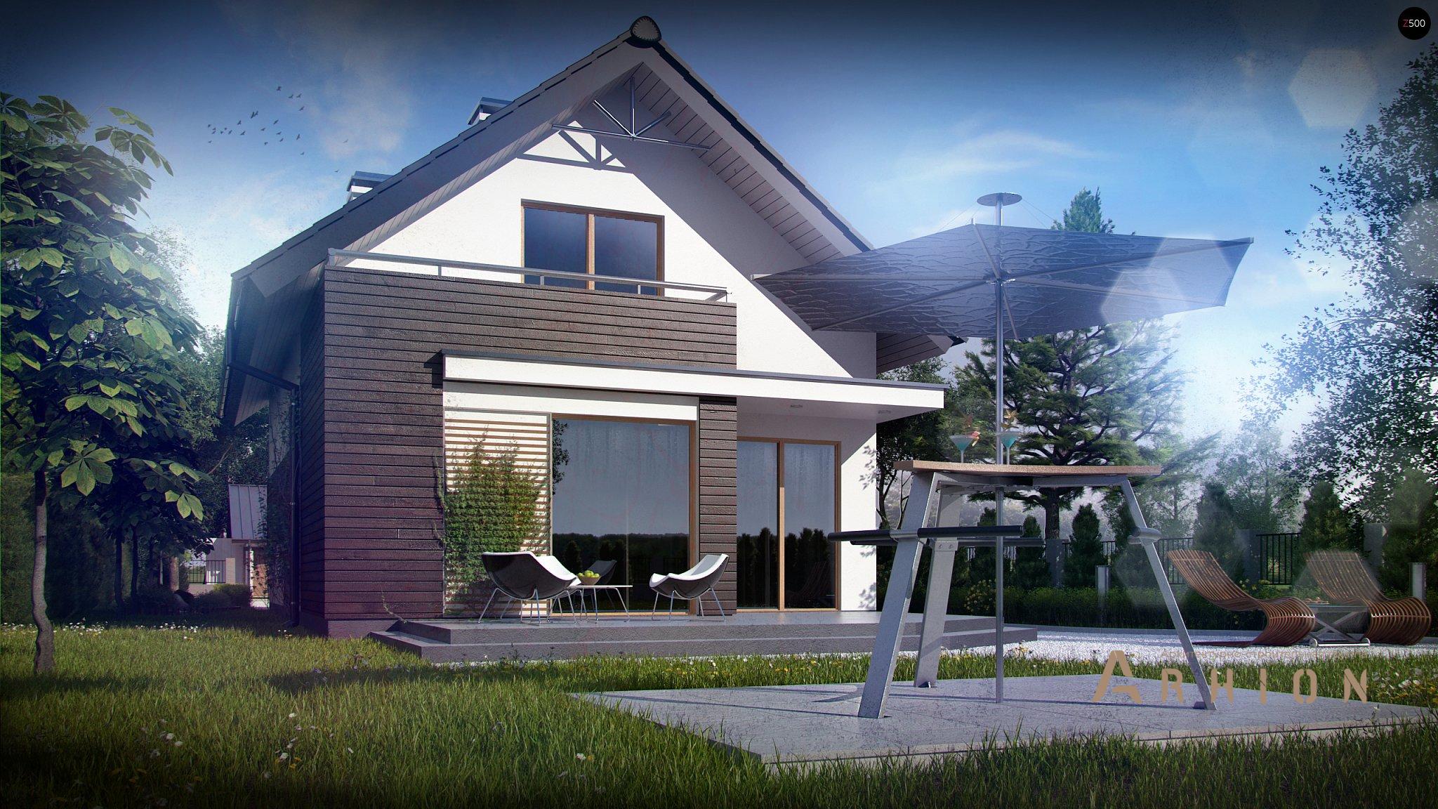 5. Проект одноэтажного дома в современном стиле с двускатной кровлей, Z296, площадью - 124 кв c мансардой