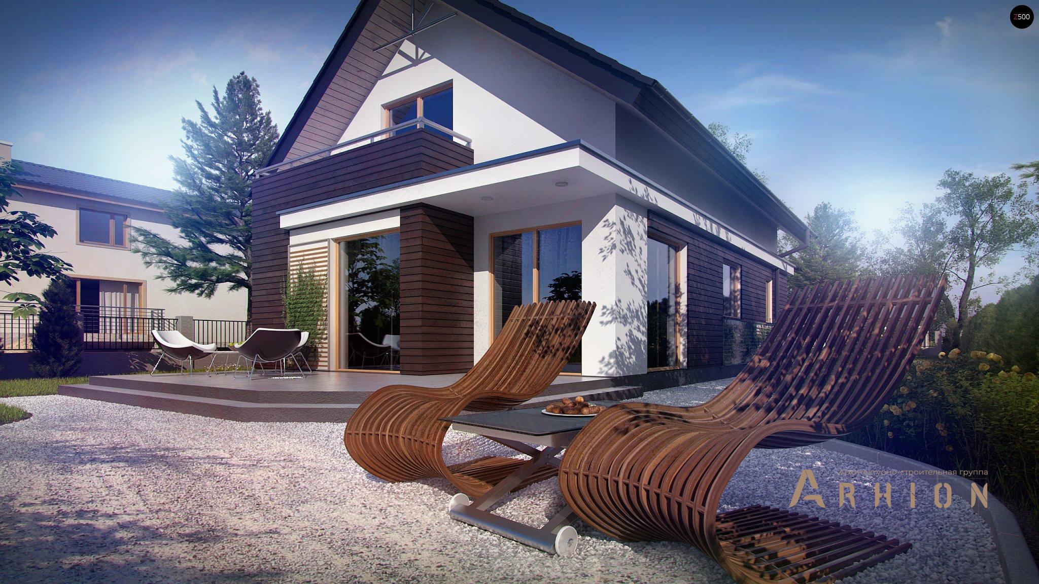 6. Проект одноэтажного дома в современном стиле с двускатной кровлей, Z296, площадью - 124 кв c мансардой