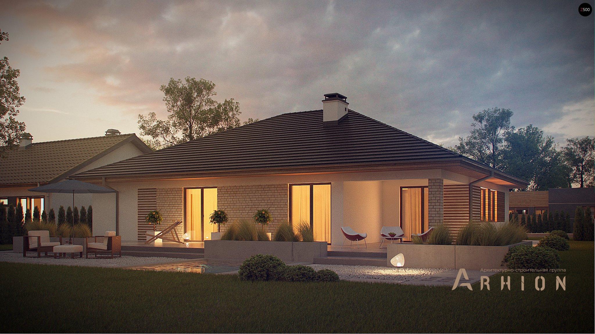 3. Проект одноэтажного дома в современном стиле с четырехскатной, Z301, площадью - 193 кв c терассой, гаражом