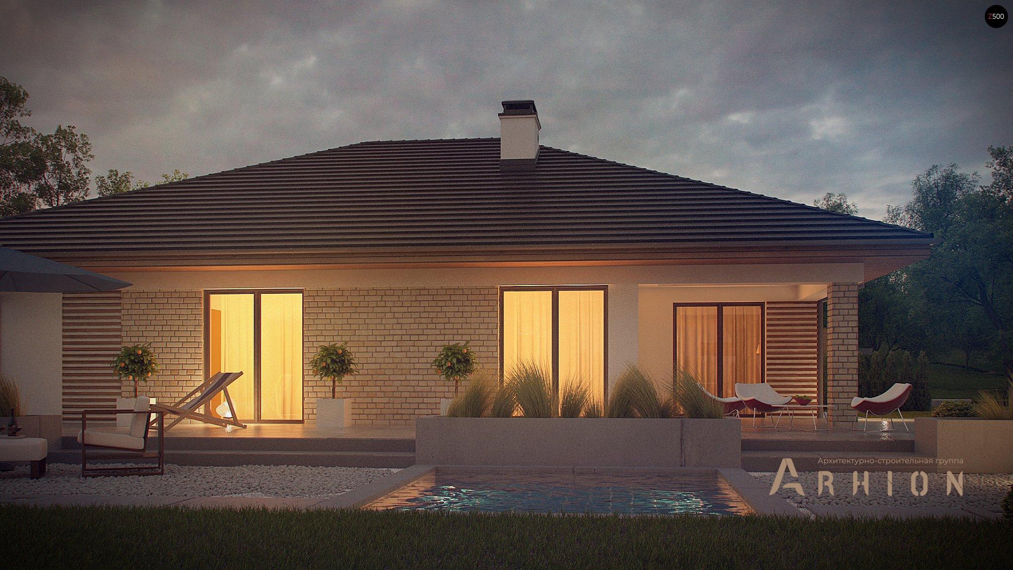 4. Проект одноэтажного дома в современном стиле с четырехскатной, Z301, площадью - 193 кв c терассой, гаражом