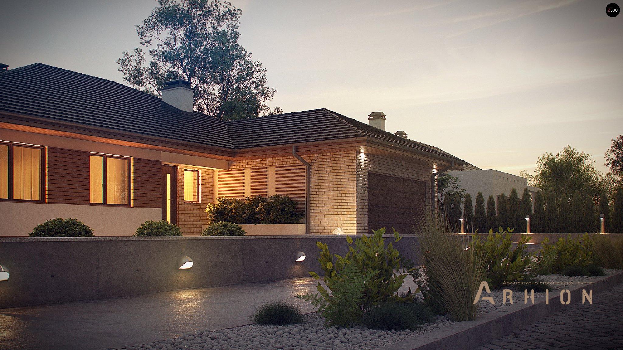 6. Проект одноэтажного дома в современном стиле с четырехскатной, Z301, площадью - 193 кв c терассой, гаражом