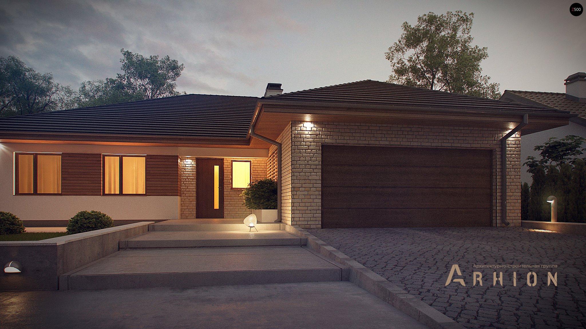 7. Проект одноэтажного дома в современном стиле с четырехскатной, Z301, площадью - 193 кв c терассой, гаражом