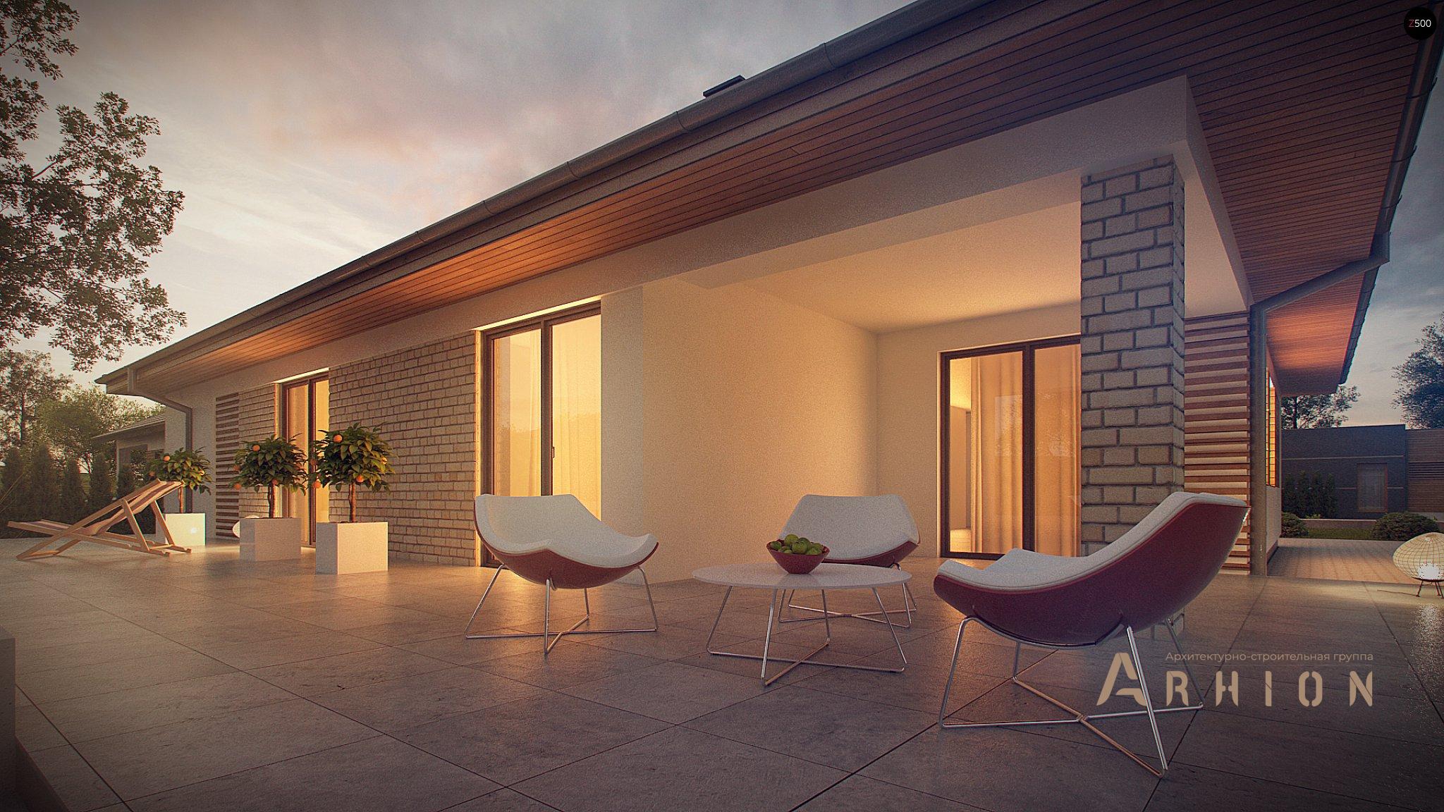 10. Проект одноэтажного дома в современном стиле с четырехскатной, Z301, площадью - 193 кв c терассой, гаражом