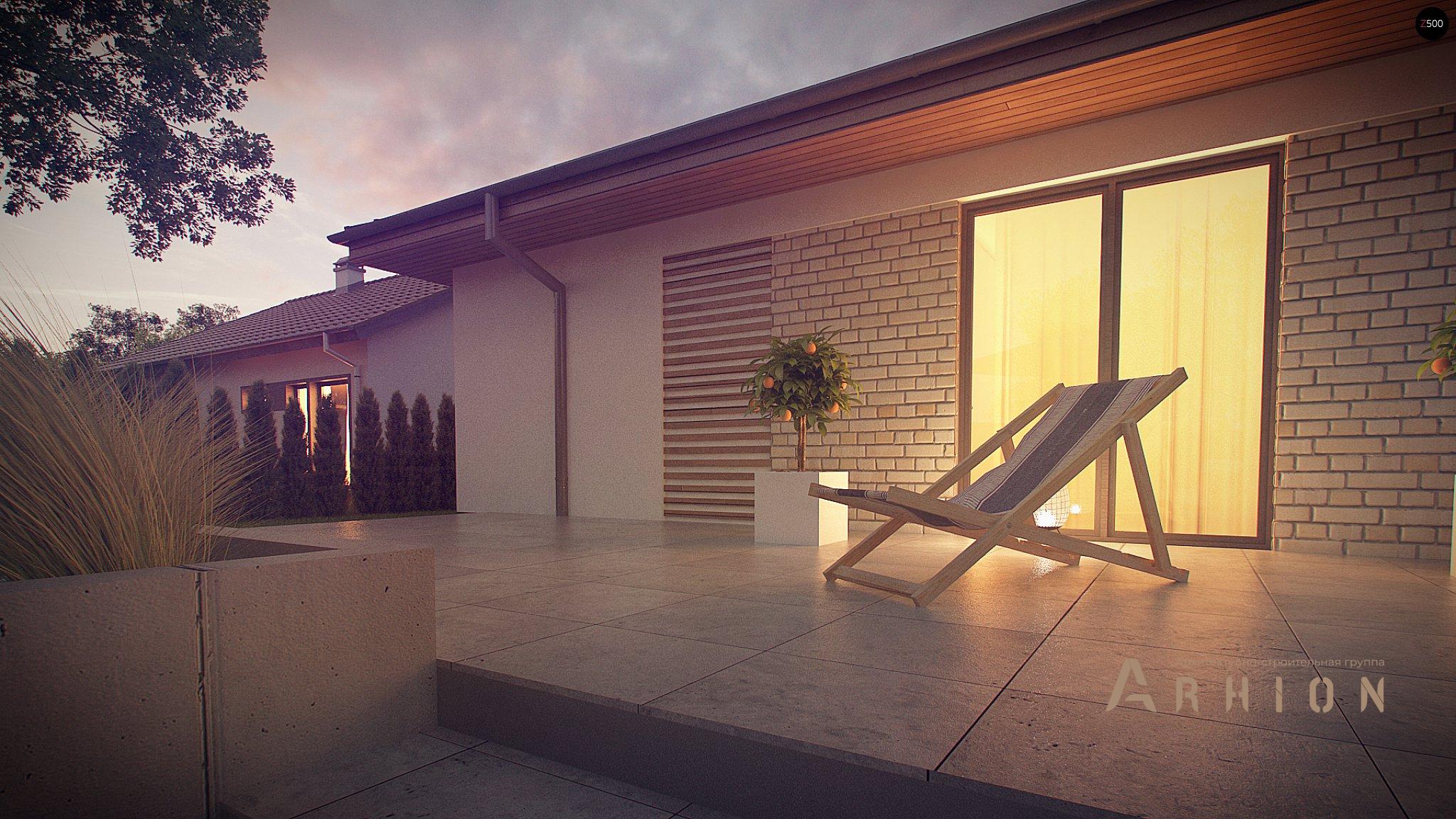 12. Проект одноэтажного дома в современном стиле с четырехскатной, Z301, площадью - 193 кв c терассой, гаражом