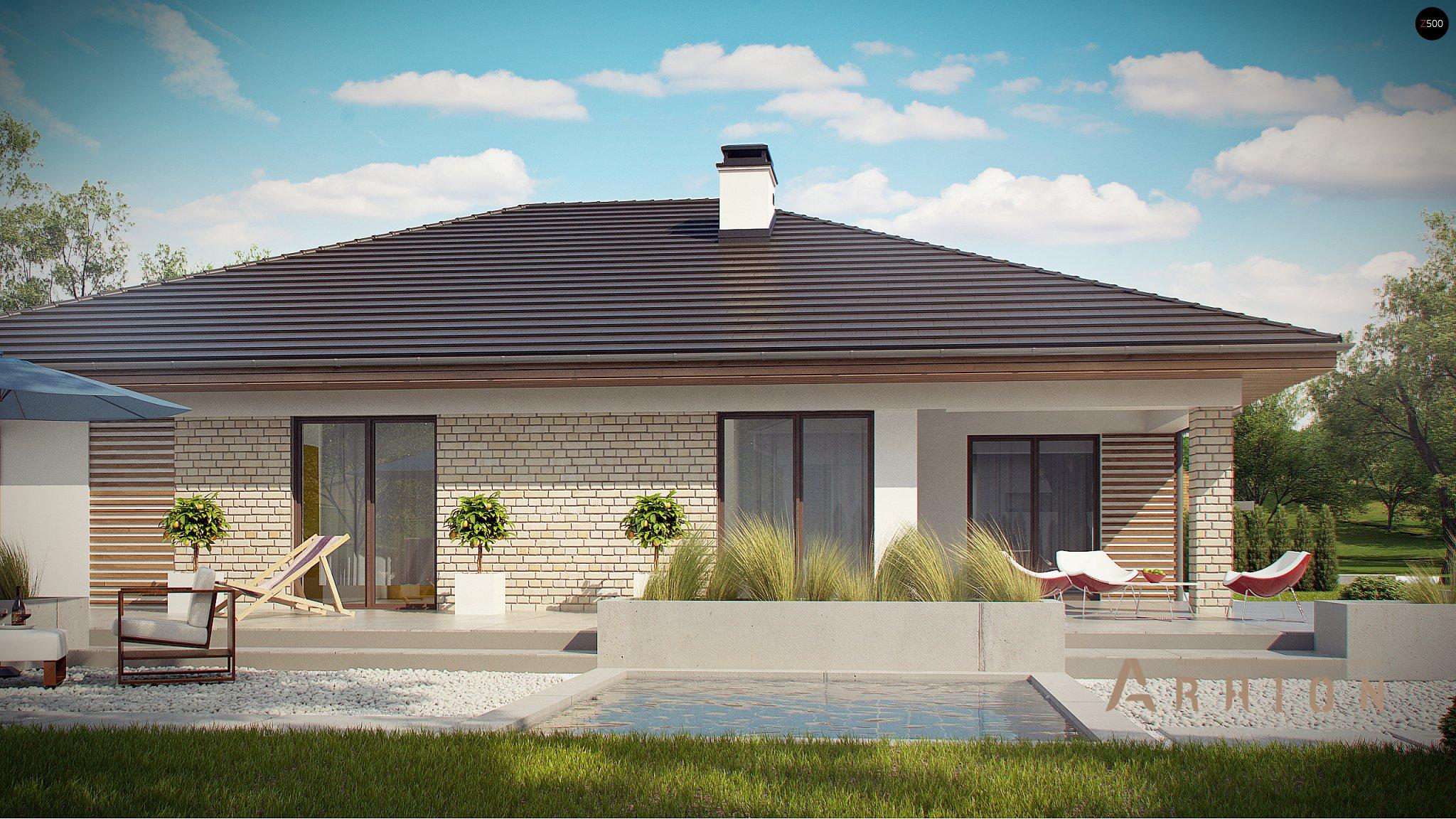 13. Проект одноэтажного дома в современном стиле с четырехскатной, Z301, площадью - 193 кв c терассой, гаражом