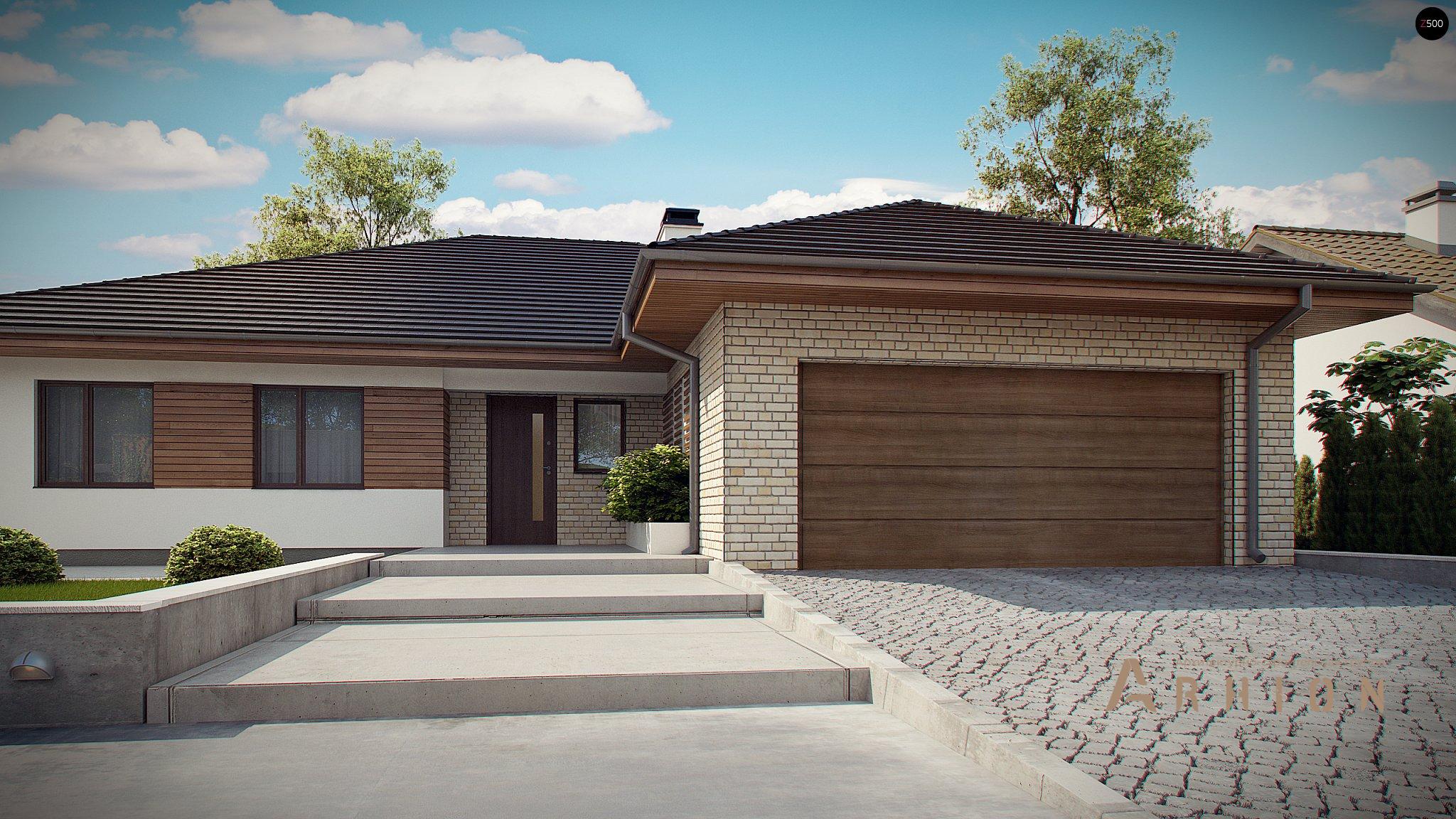 15. Проект одноэтажного дома в современном стиле с четырехскатной, Z301, площадью - 193 кв c терассой, гаражом