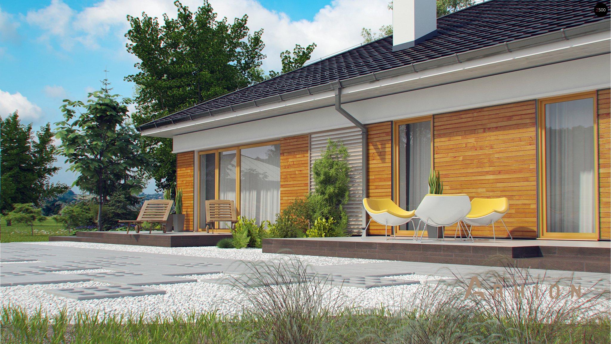 3. Проект одноэтажного дома в современном стиле с четырехскатной, Z303, площадью - 184 кв c терассой, гаражом