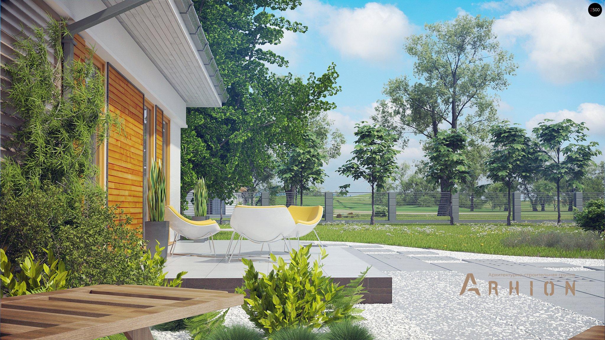 5. Проект одноэтажного дома в современном стиле с четырехскатной, Z303, площадью - 184 кв c терассой, гаражом