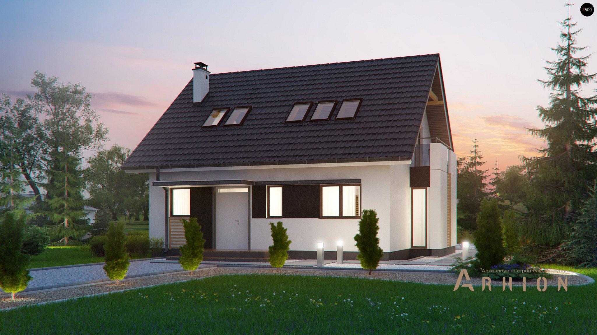 4. Проект одноэтажного дома в канадском стиле с двускатной кровлей, Z304, площадью - 148 кв c мансардой, терассой, балконом