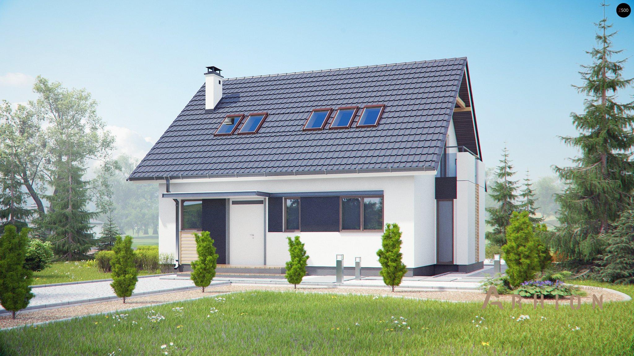 8. Проект одноэтажного дома в канадском стиле с двускатной кровлей, Z304, площадью - 148 кв c мансардой, терассой, балконом