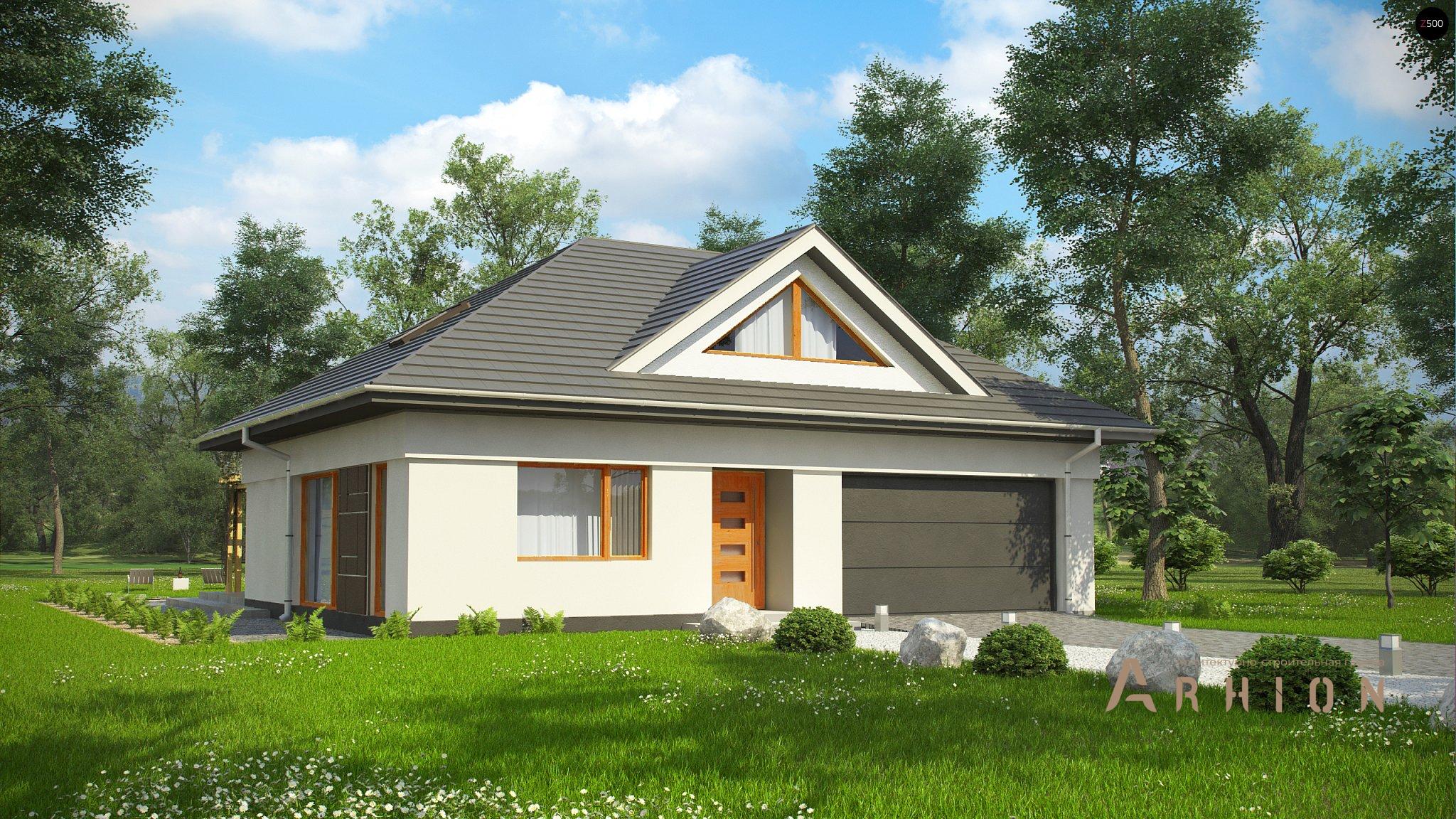 1. Проект одноэтажного дома в современном стиле с четырехскатной, Z306, площадью - 207 кв c мансардой, гаражом, вторым светом