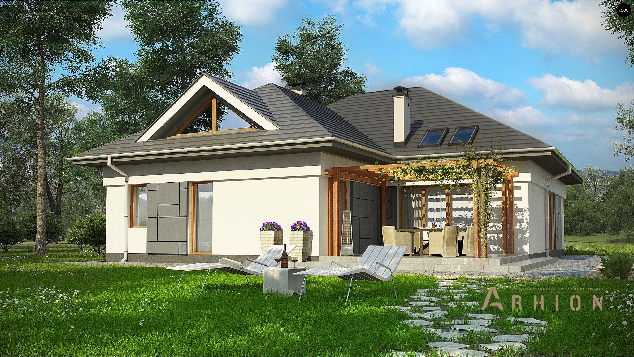 2. Проект одноэтажного дома в современном стиле с четырехскатной, Z306, площадью - 207 кв c мансардой, гаражом, вторым светом