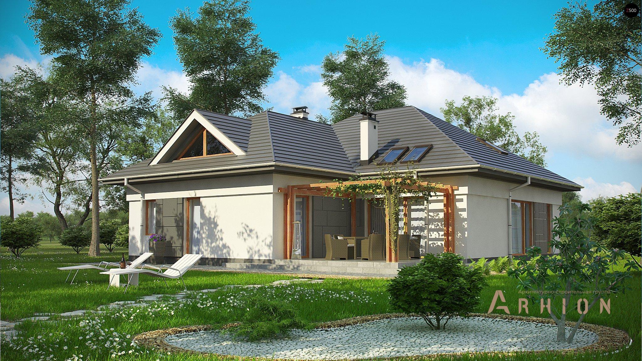 4. Проект одноэтажного дома в современном стиле с четырехскатной, Z306, площадью - 207 кв c мансардой, гаражом, вторым светом