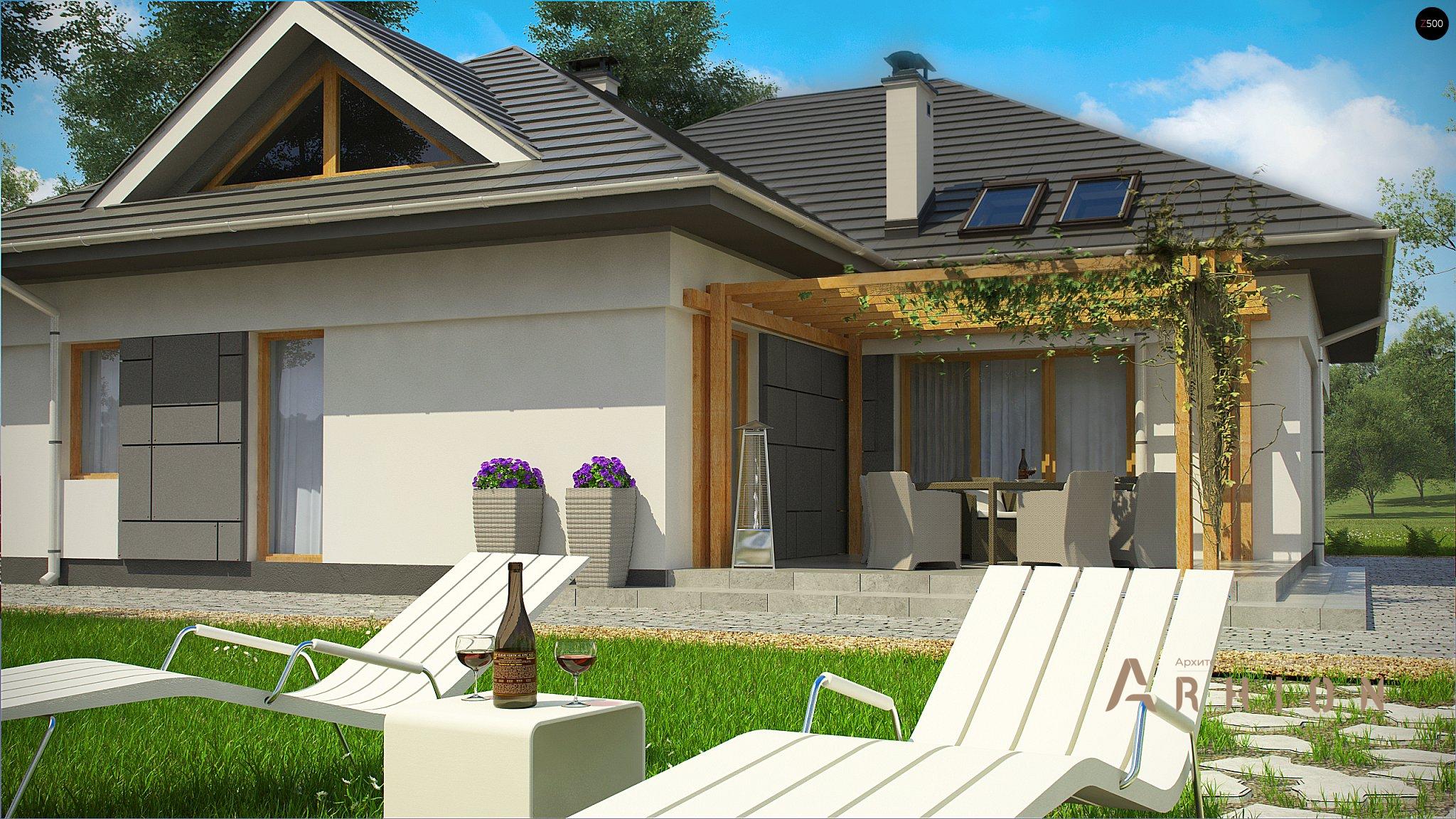 5. Проект одноэтажного дома в современном стиле с четырехскатной, Z306, площадью - 207 кв c мансардой, гаражом, вторым светом