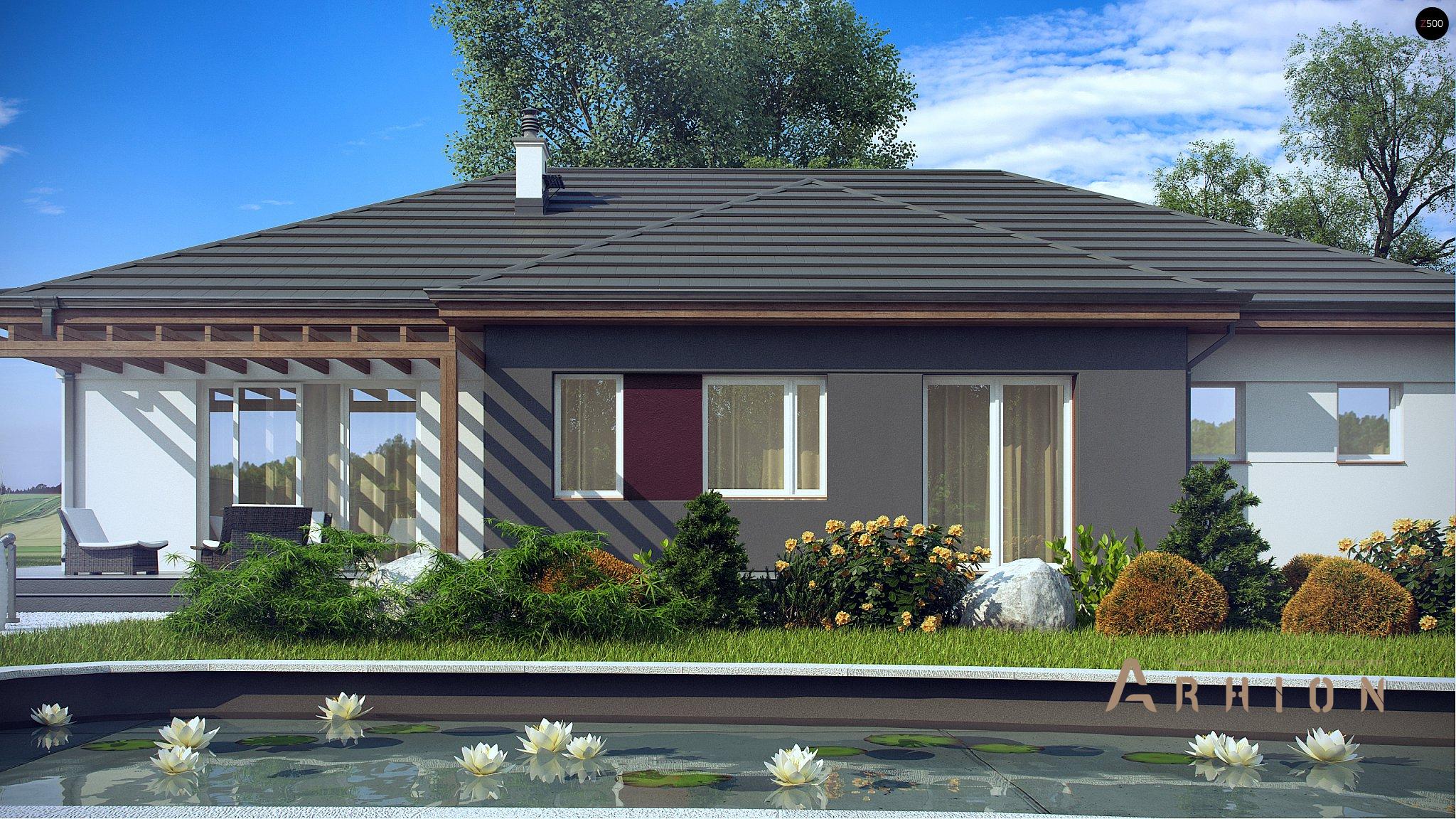 4. Проект одноэтажного дома в современном стиле с четырехскатной, Z310, площадью - 149 кв c терассой