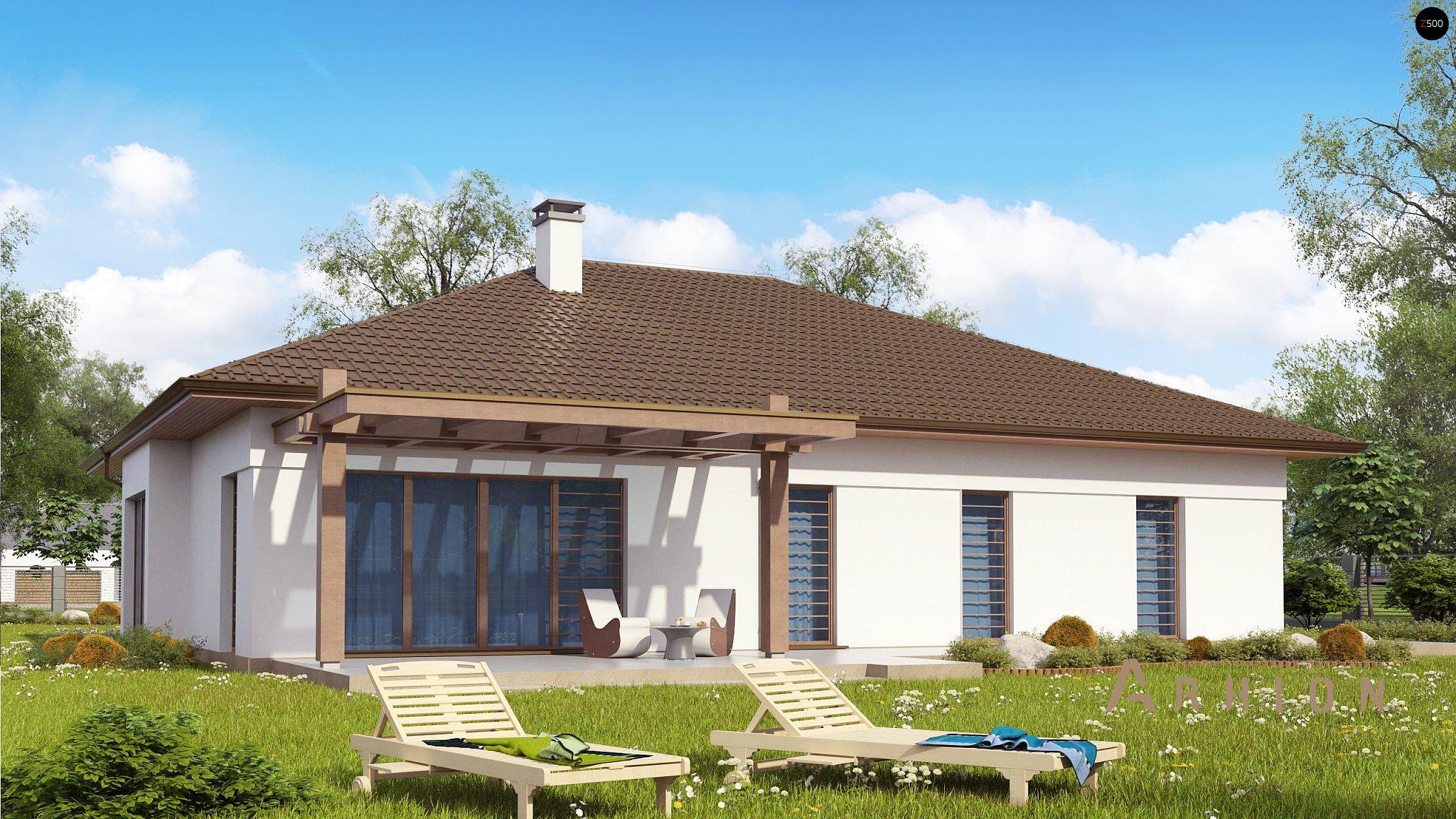 2. Проект одноэтажного дома в современном стиле с четырехскатной, Z311, площадью - 202 кв c терассой, гаражом, эркером