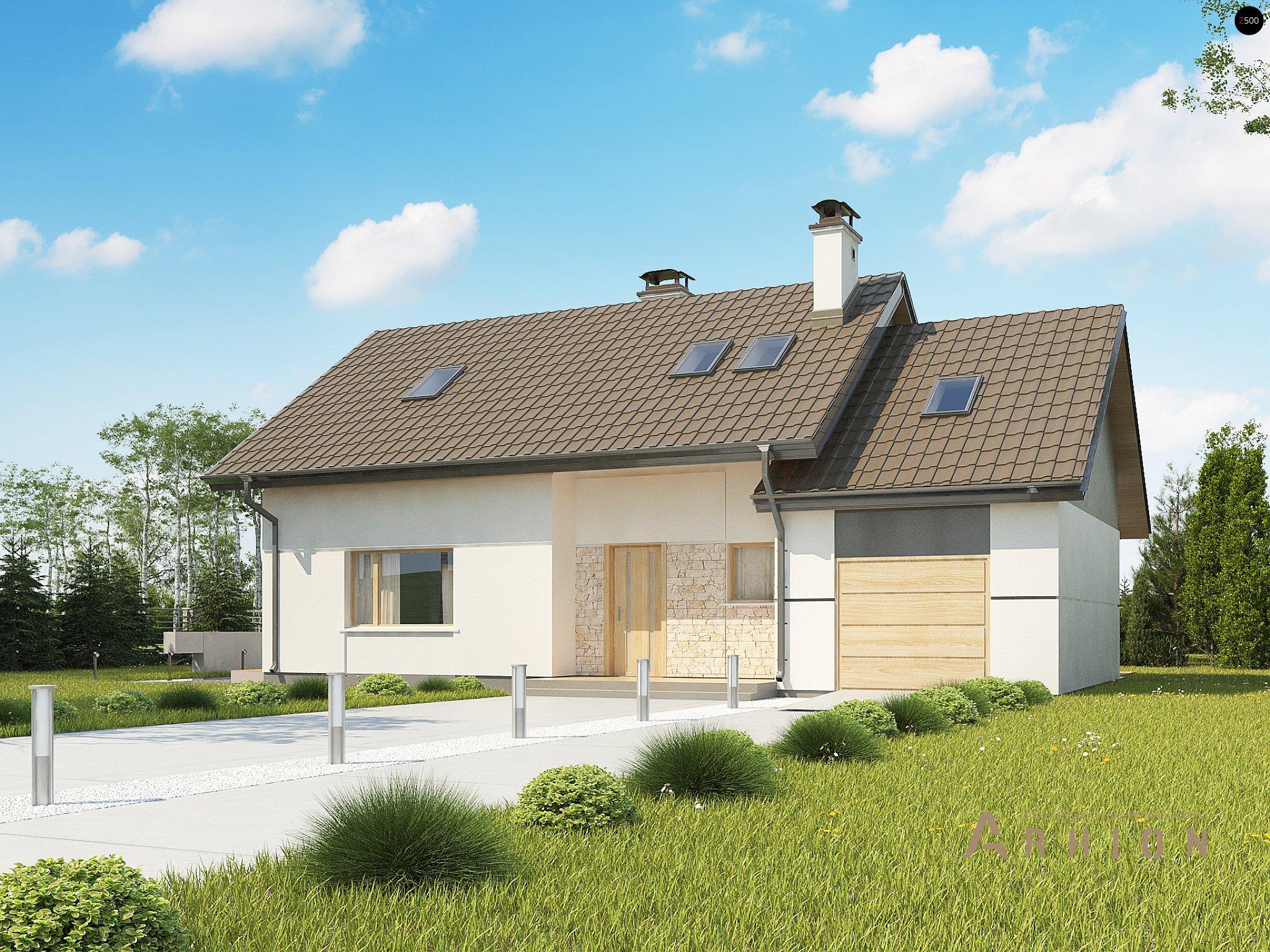 2. Проект одноэтажного дома в канадском стиле с двускатной кровлей, Z318, площадью - 194 кв c мансардой, терассой, балконом, гаражом, эркером