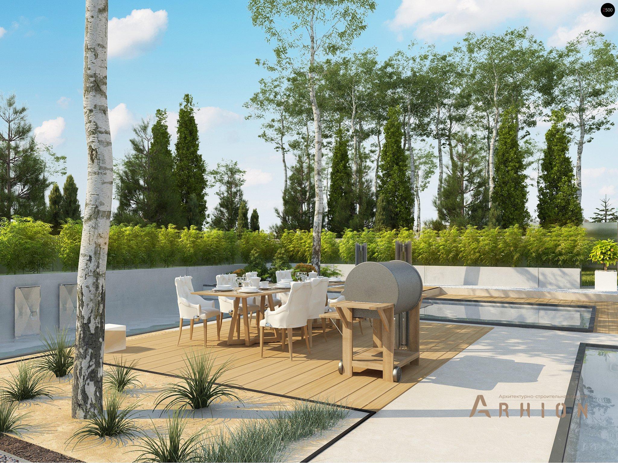 7. Проект одноэтажного дома в канадском стиле с двускатной кровлей, Z318, площадью - 194 кв c мансардой, терассой, балконом, гаражом, эркером