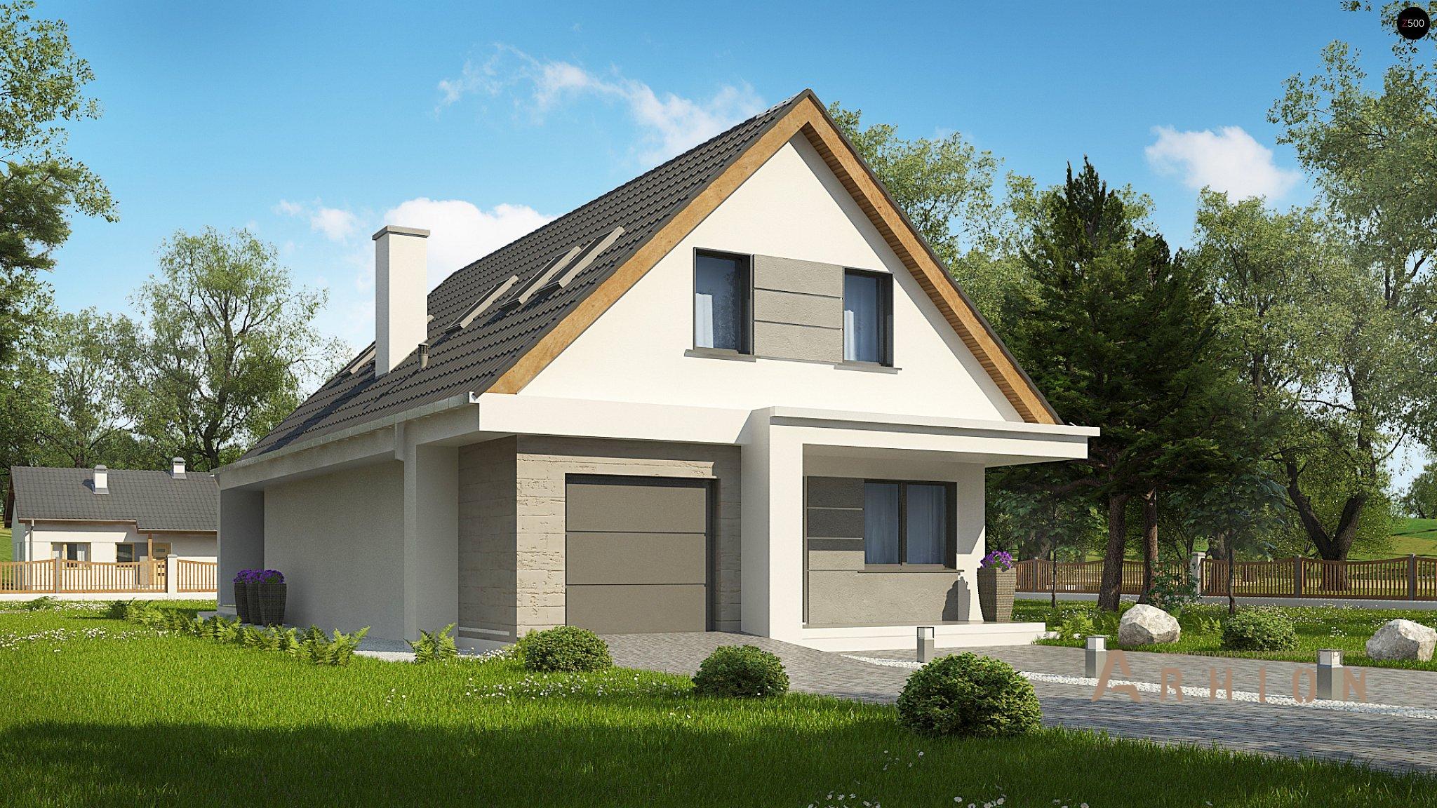 4. Проект одноэтажного дома в современном стиле с двускатной кровлей, Z324, площадью - 208 кв c мансардой, терассой, гаражом