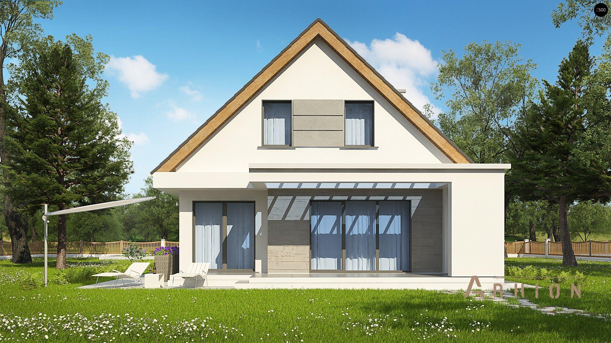 5. Проект одноэтажного дома в современном стиле с двускатной кровлей, Z324, площадью - 208 кв c мансардой, терассой, гаражом