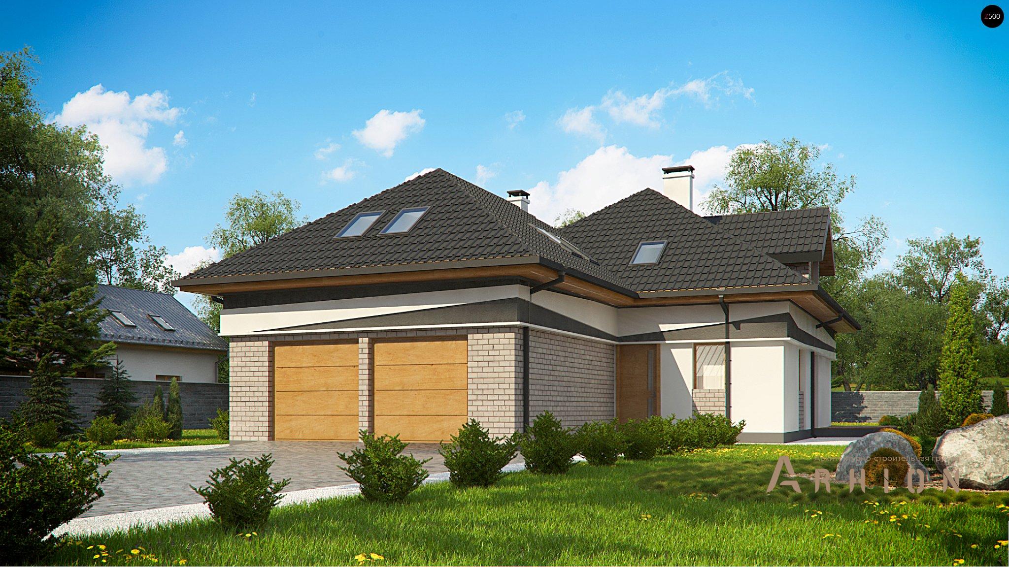 5. Проект одноэтажного дома в современном стиле с четырехскатной, Z325, площадью - 276 кв c мансардой, терассой, гаражом