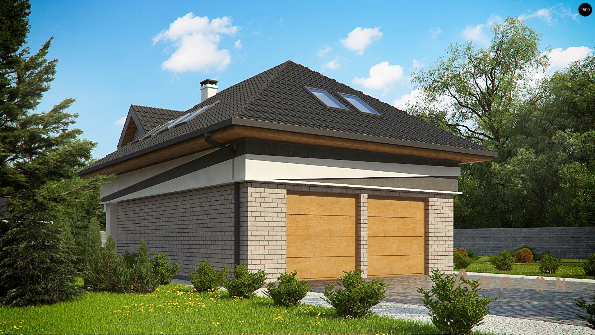 6. Проект одноэтажного дома в современном стиле с четырехскатной, Z325, площадью - 276 кв c мансардой, терассой, гаражом