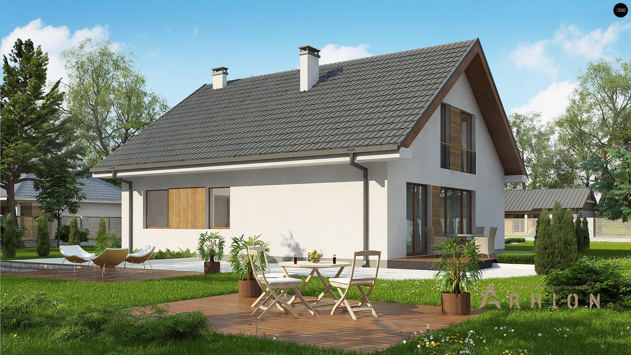 2. Проект одноэтажного дома в канадском стиле с двускатной кровлей, Z331, площадью - 220 кв c мансардой, терассой, балконом, гаражом