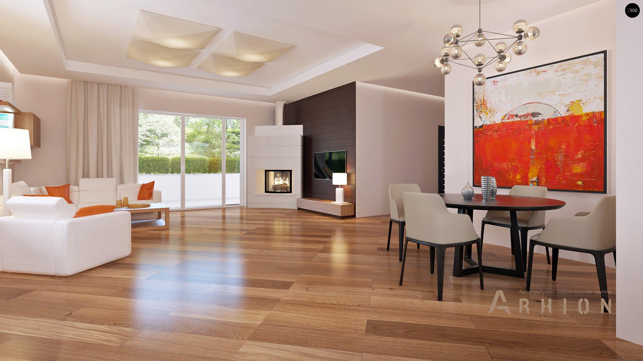 3. Проект одноэтажного дома в современном стиле с четырехскатной, Z35, площадью - 167 кв c терассой, гаражом