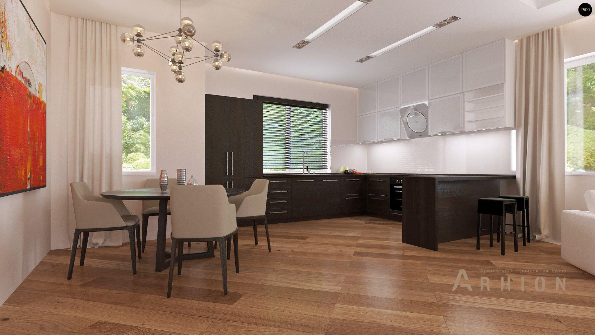 4. Проект одноэтажного дома в современном стиле с четырехскатной, Z35, площадью - 167 кв c терассой, гаражом