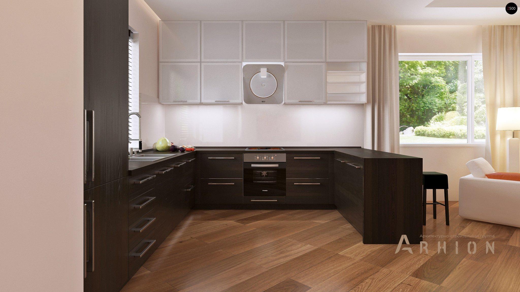 5. Проект одноэтажного дома в современном стиле с четырехскатной, Z35, площадью - 167 кв c терассой, гаражом