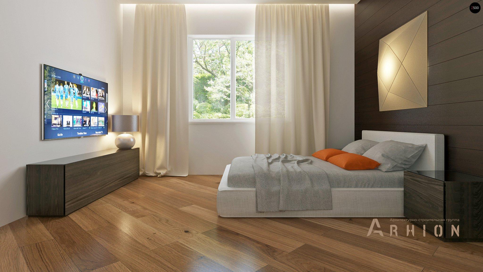 7. Проект одноэтажного дома в современном стиле с четырехскатной, Z35, площадью - 167 кв c терассой, гаражом