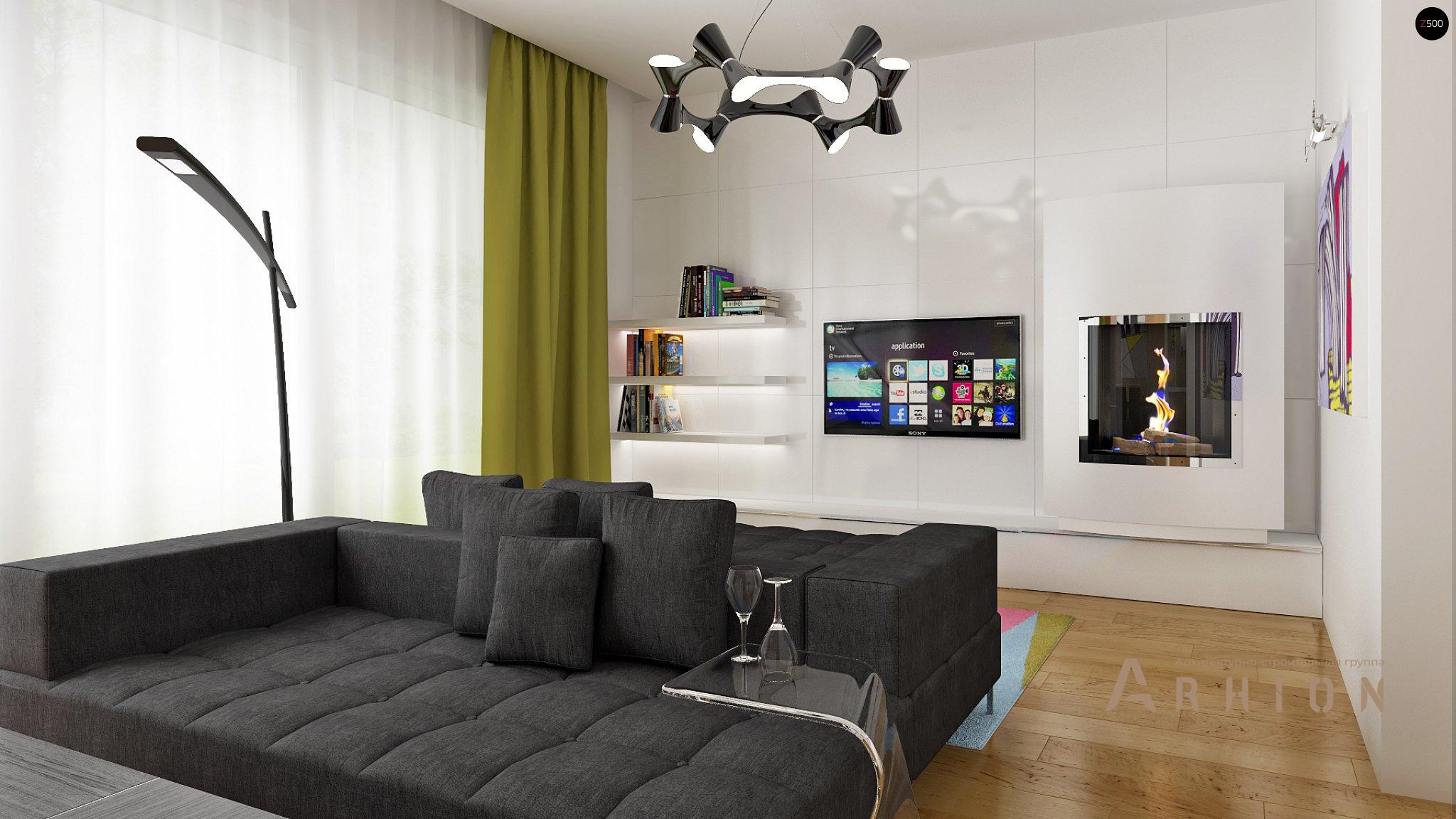 4. Проект одноэтажного дома в европейском стиле с двускатной кровлей, Z43, площадью - 139 кв c мансардой, терассой, балконом, гаражом, эркером