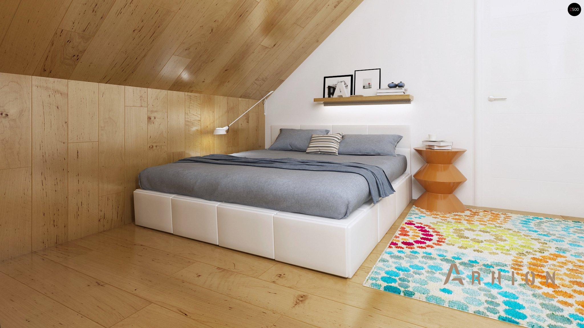 6. Проект одноэтажного дома в европейском стиле с двускатной кровлей, Z43, площадью - 139 кв c мансардой, терассой, балконом, гаражом, эркером